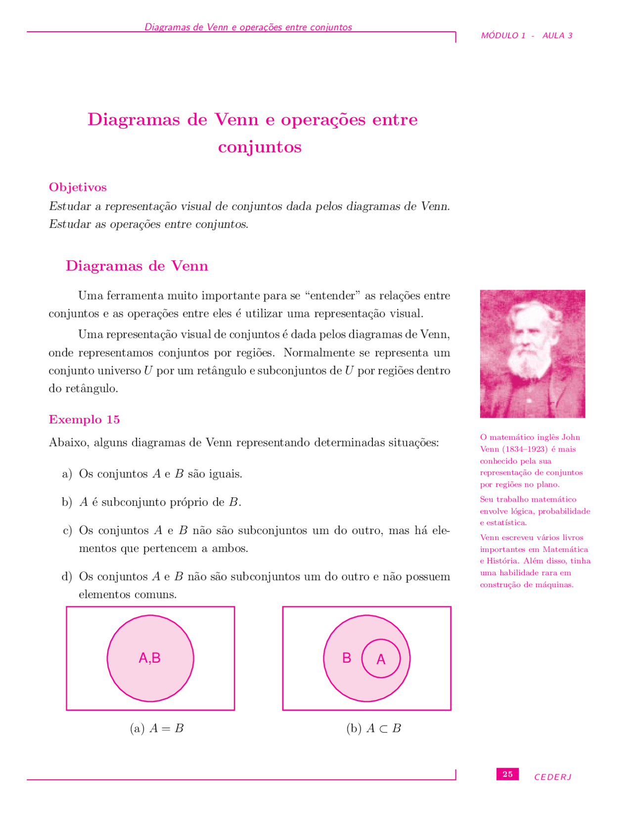 Conjuntos, aula 2 - Diagramas de Venn - Docsity