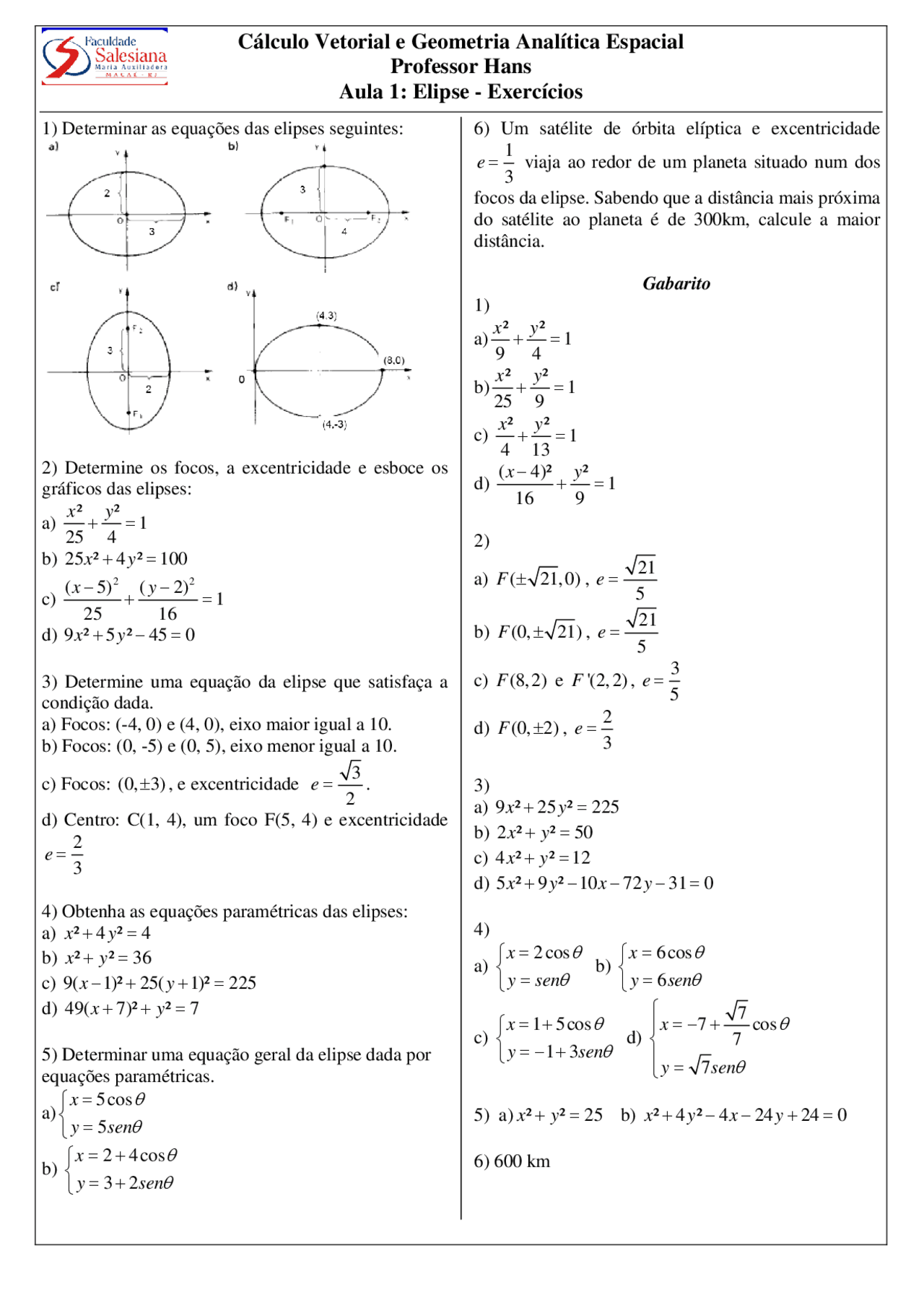 Questoes De Geometria Analitica - FDPLEARN