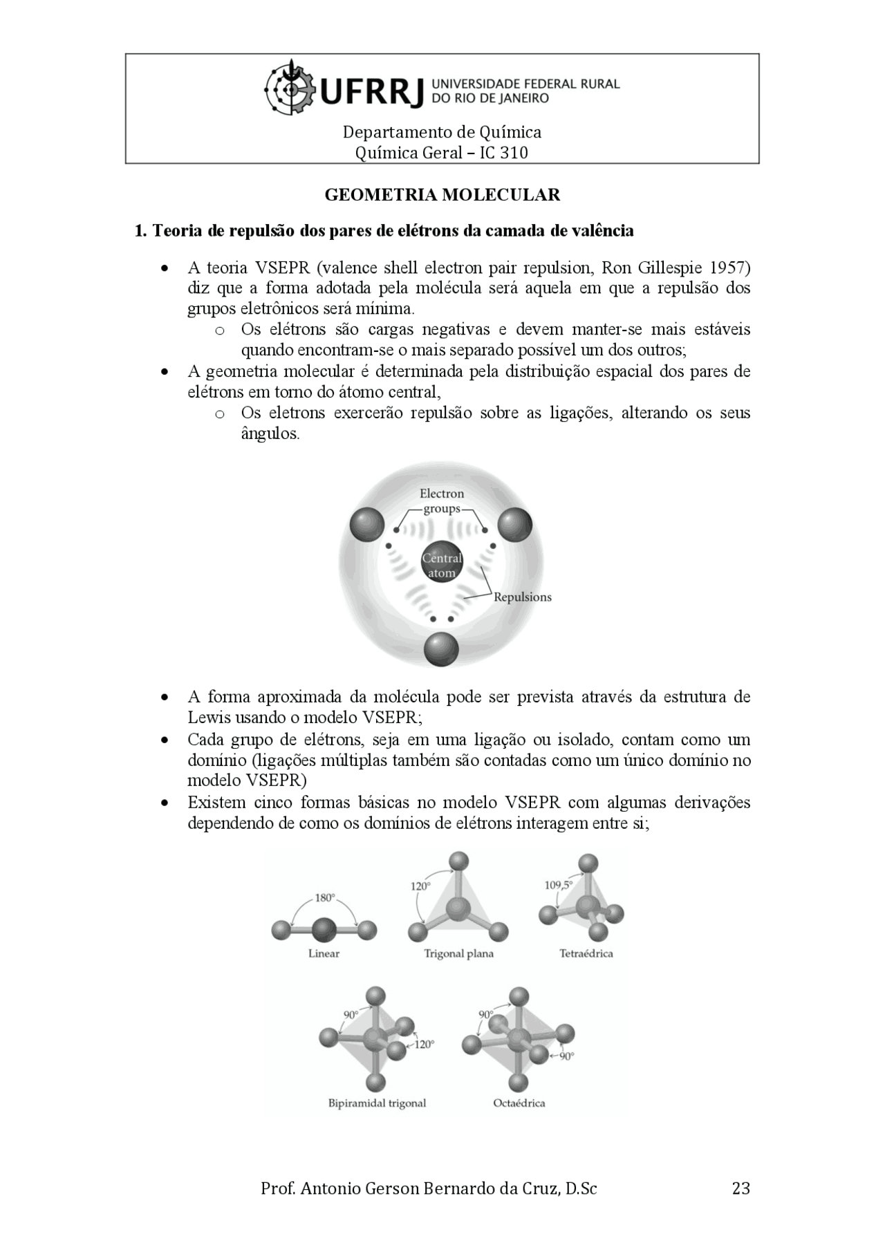 Geometria molecular - Apostila de Geometria molecular do Professor ...