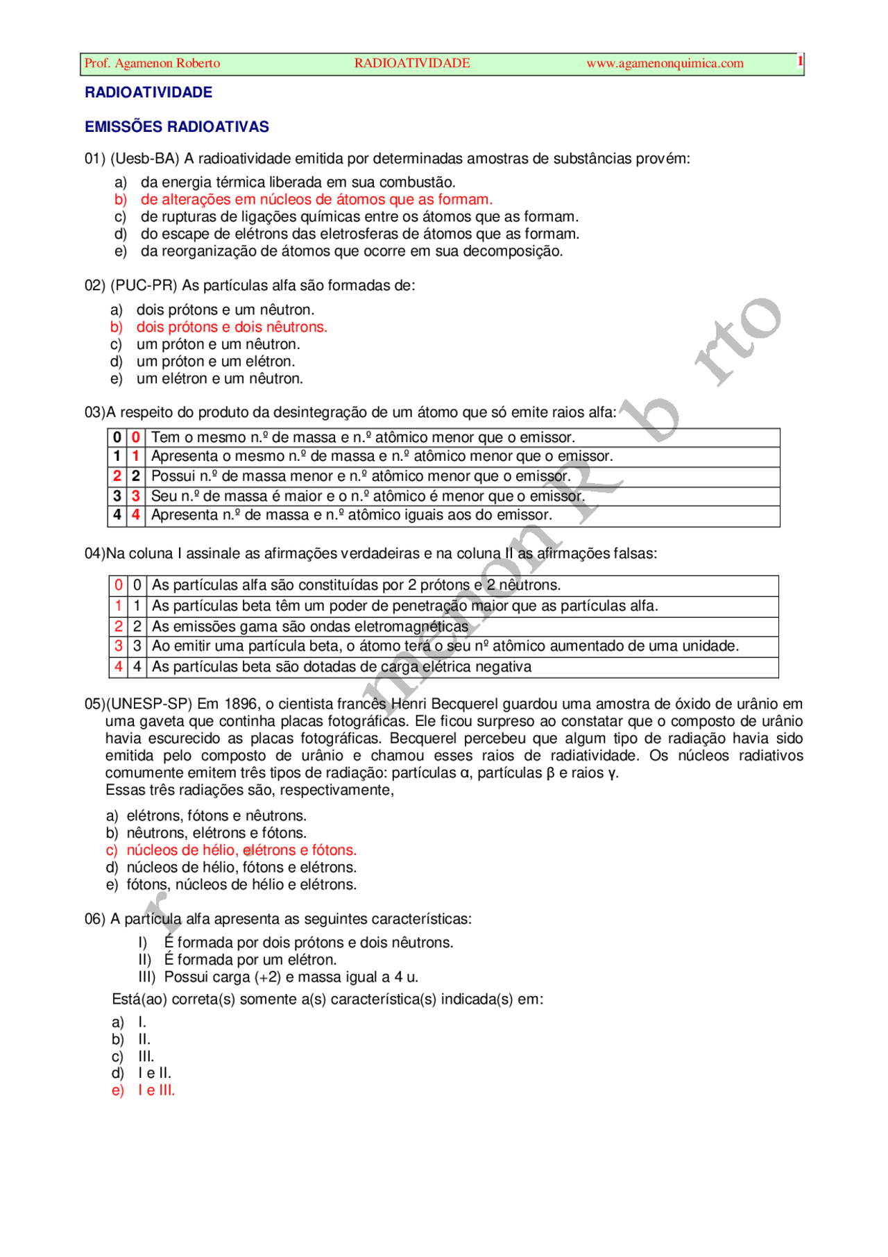 A Radioatividade Emitida Por Determinadas Amostras De Substâncias ...
