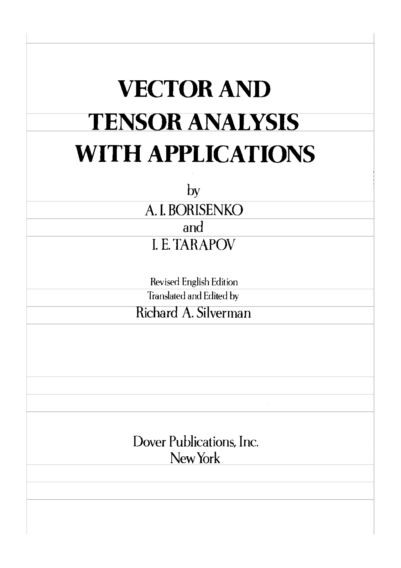 Vector Tensor Calculus Vector, Tensor Calculus-Borisenko, Taparov - Vector, Tensor Calculus ...