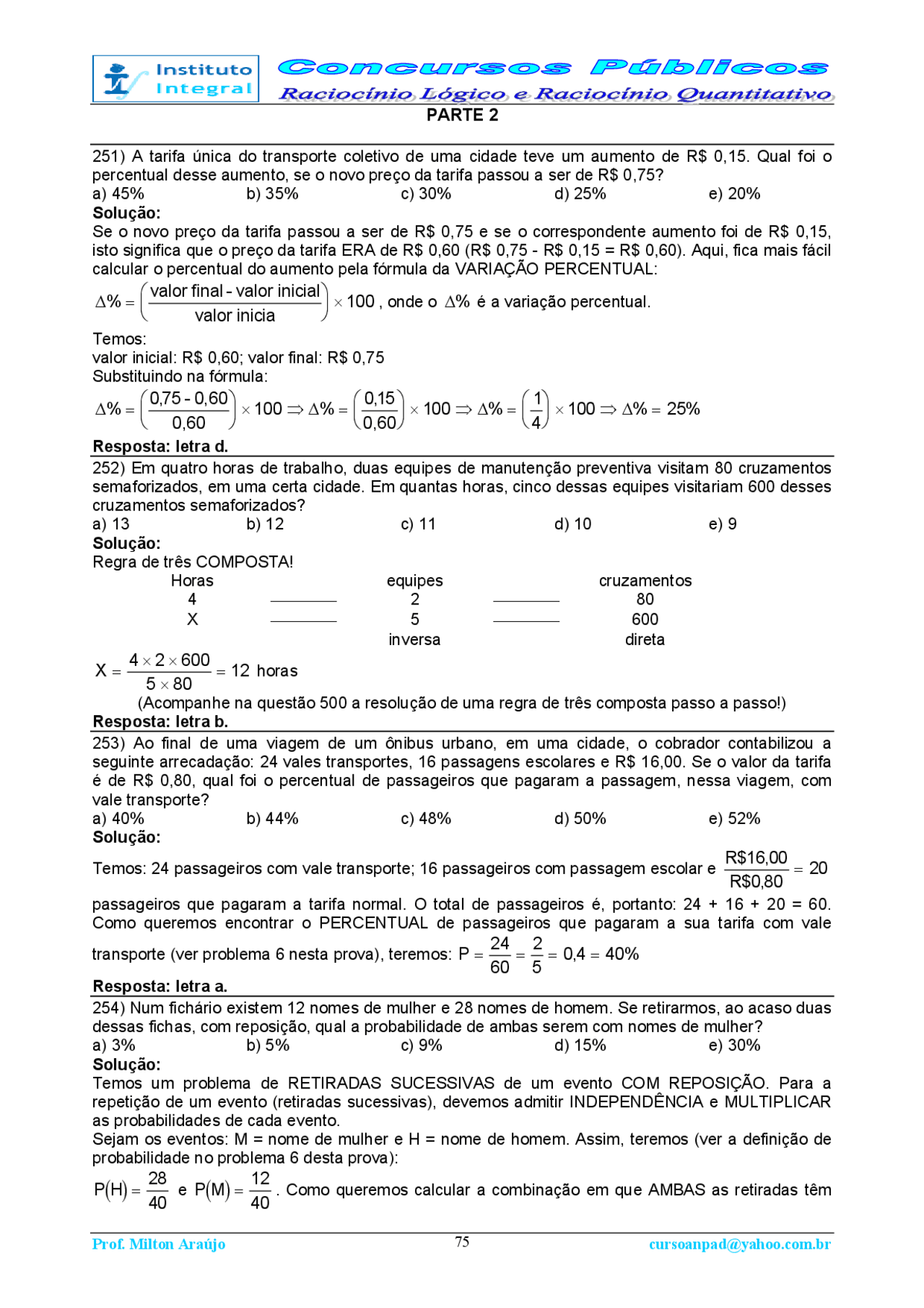 500 Questões de Matemática para Concursos - parte2 - 500 Questões de ...