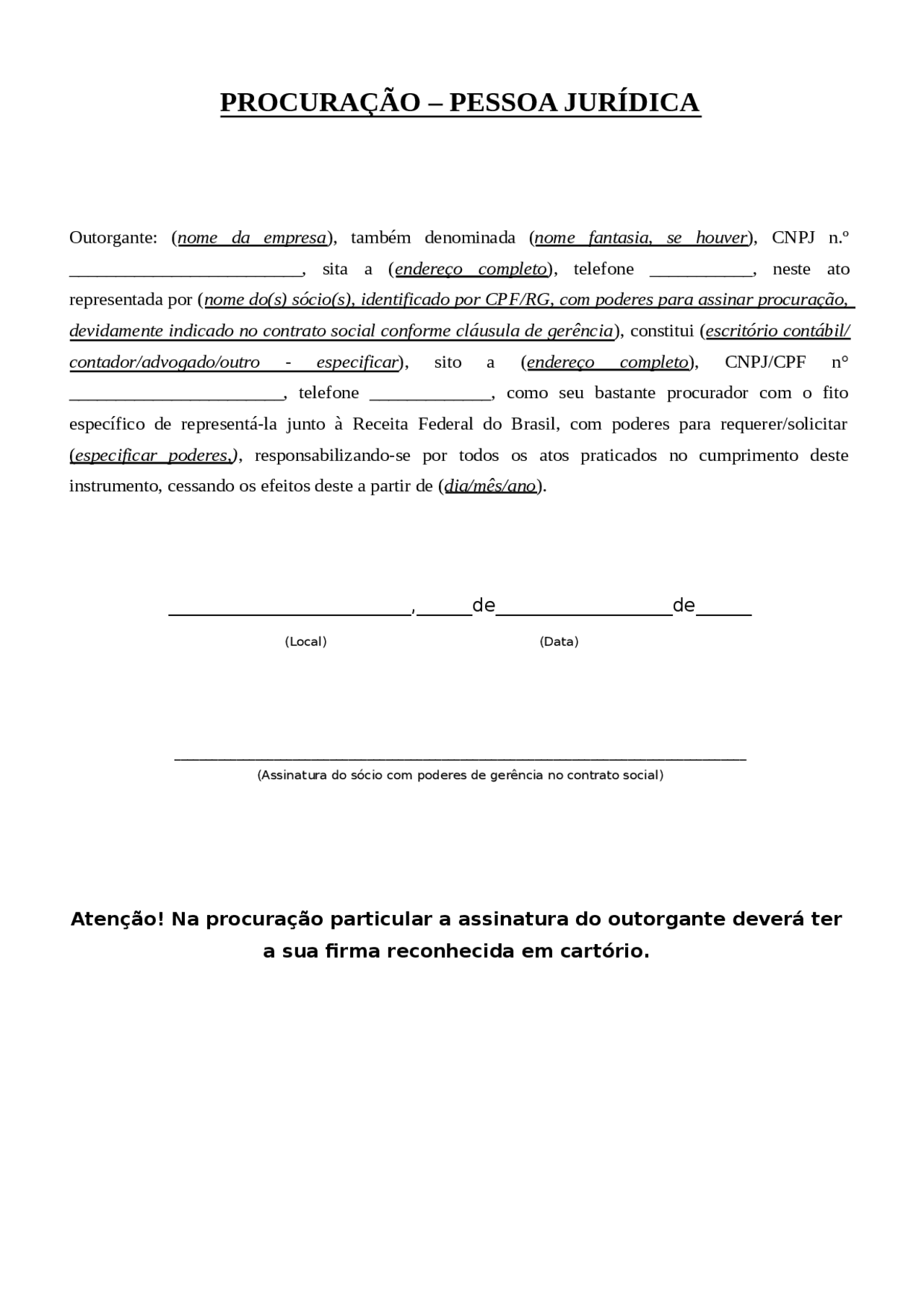 Modelo Procuração Pessoa Juridica Modelo de Procuracao de Pessoa
