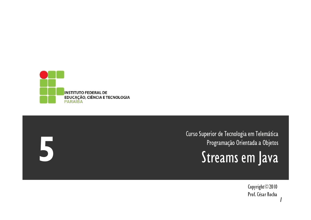 Java 05 - Aula 06 - Programação Orientada à Objetos - Docsity