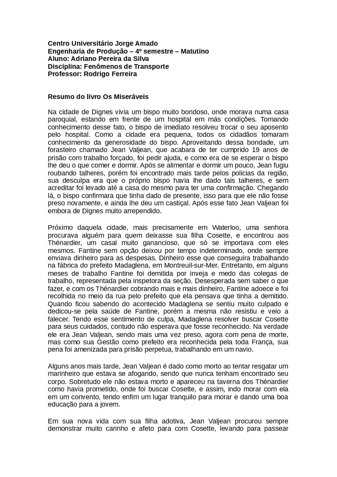 Resumo Do Livro Os Miseráveis - RETOEDU