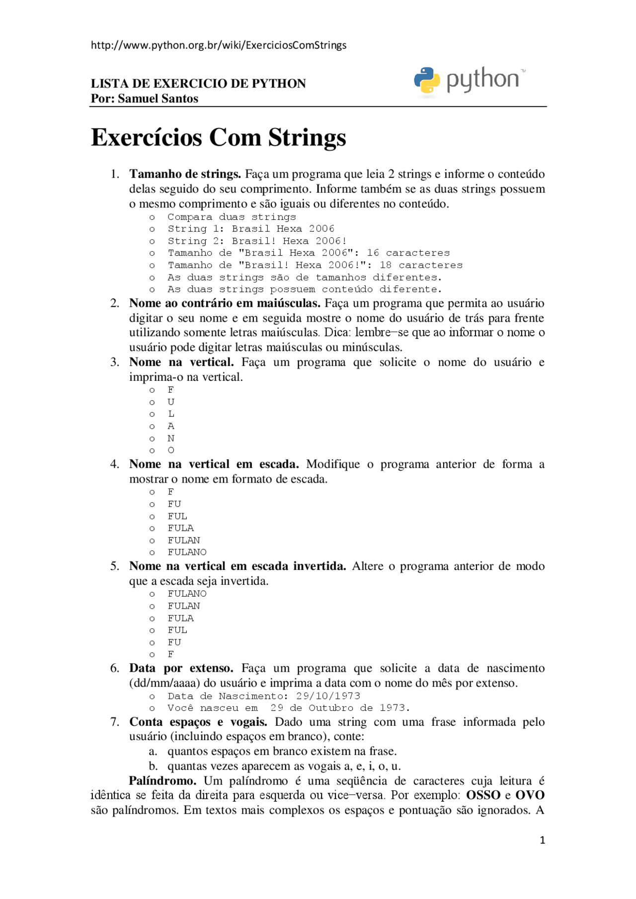como manipular strings em python - guia completo... Lista de Exercícios de Python: Strings - Lista de exercícios com ...