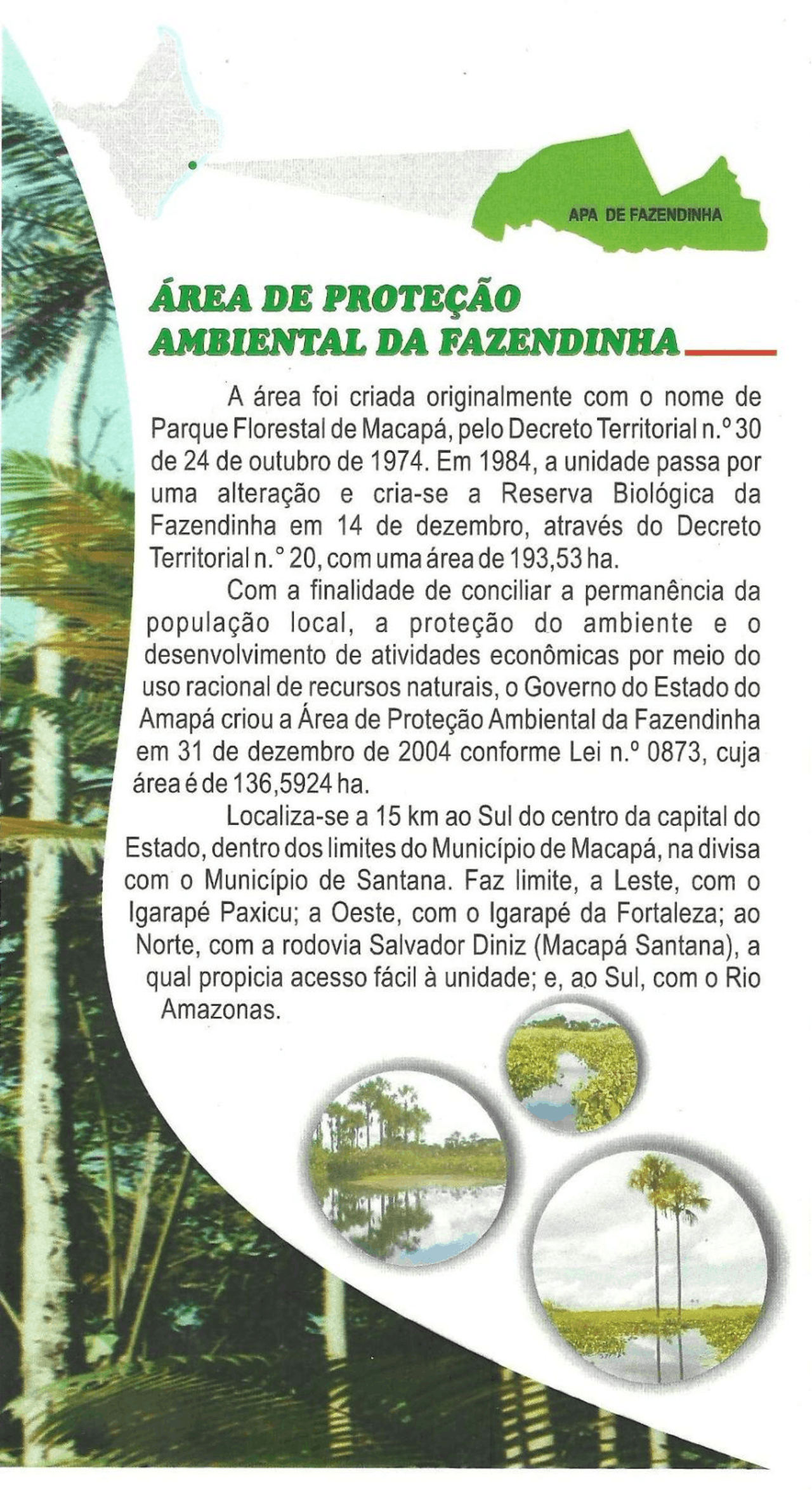 UC AP - APA da Fazendinha (Folder SEMA-AP 2008) - Área de Proteção ...