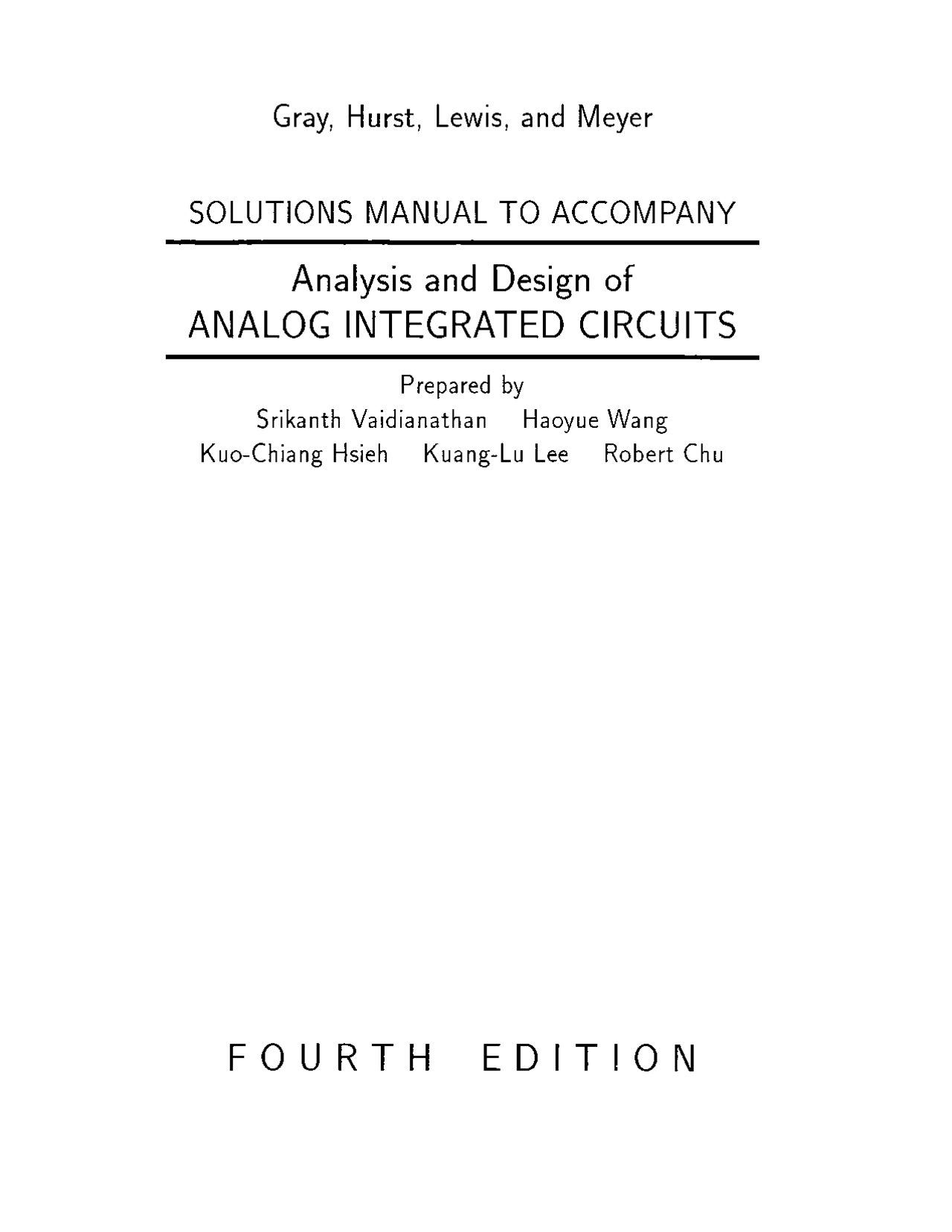 Gray meyer solutions manual de soluções graymeyer analysis and design of analog Docsity
