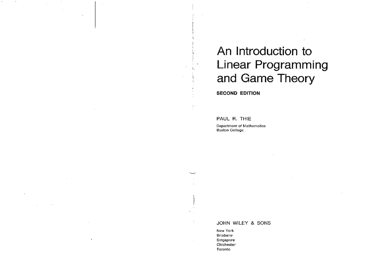 An Introduction to Linear Programing and Game Theory 2 ed - An ...