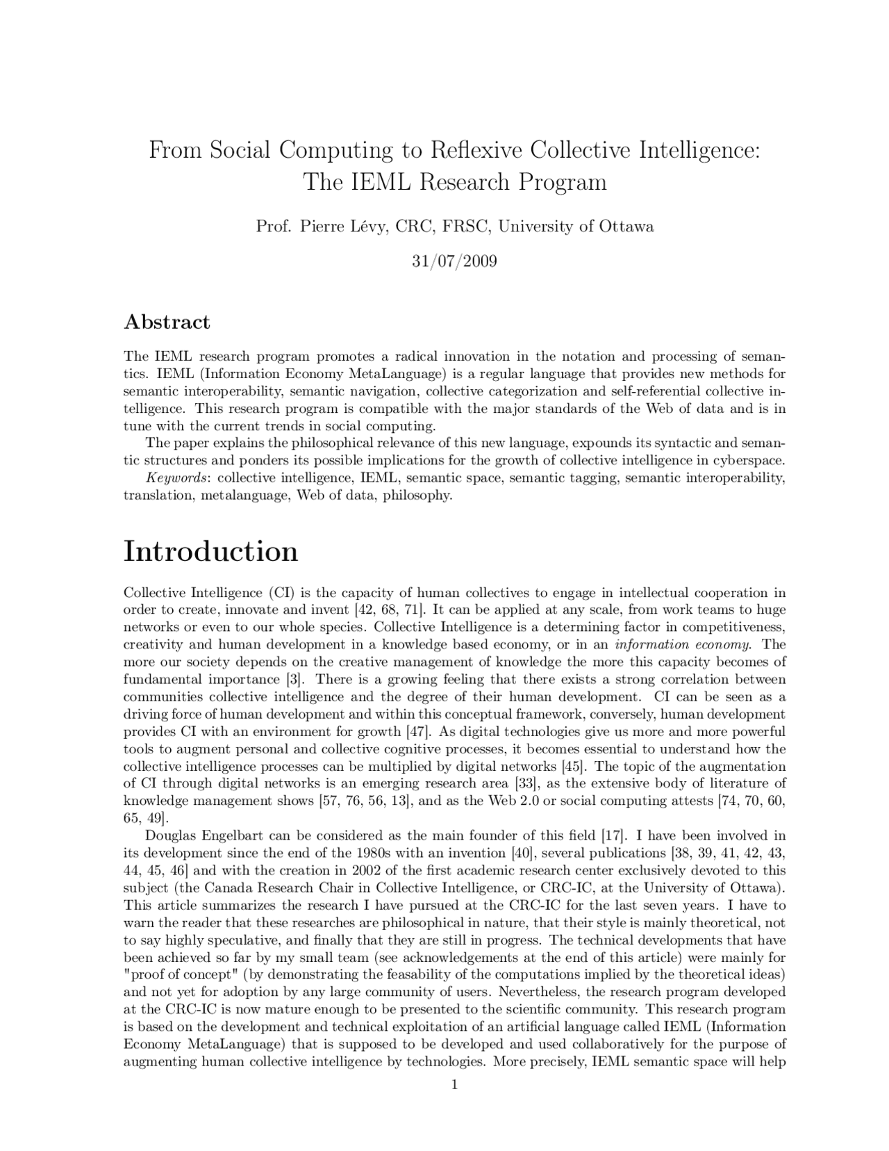 Reflexive Intelligence From social computing to reflexive collective intelligence - Artigo de ...