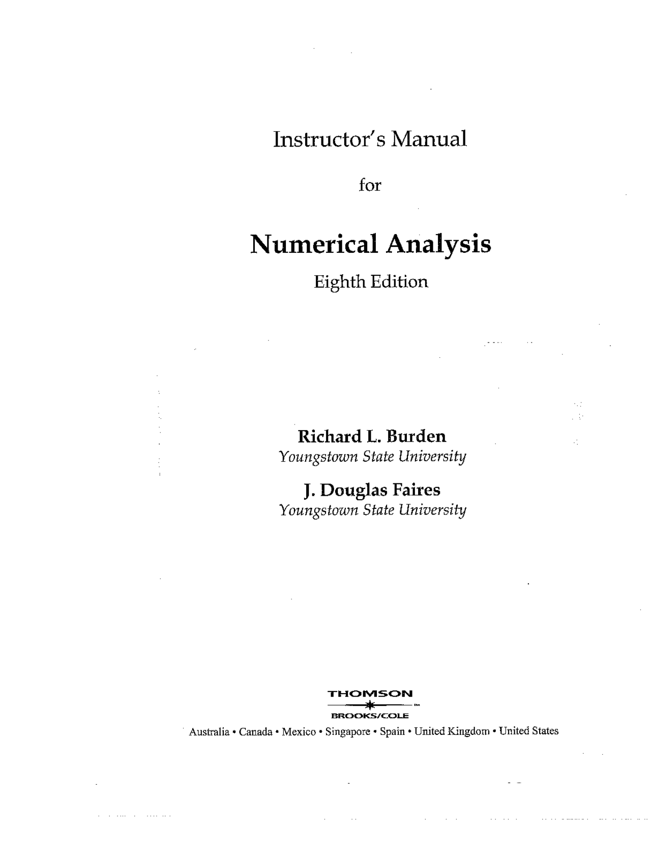 Numerical Analysis 8th Ed By Burden And Faires Numerical Analysis 8th Ed By Docsity
