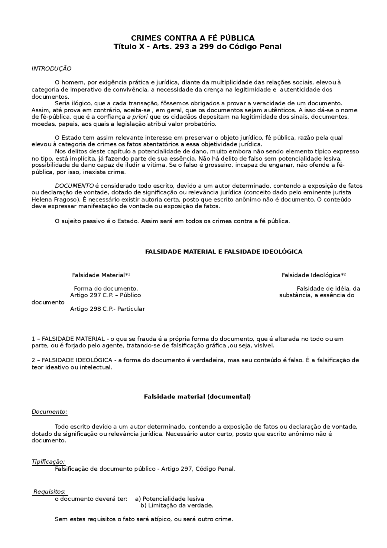 Crimes contra a fé pública, arts. 293-299 CP - Estudo introdutório ...