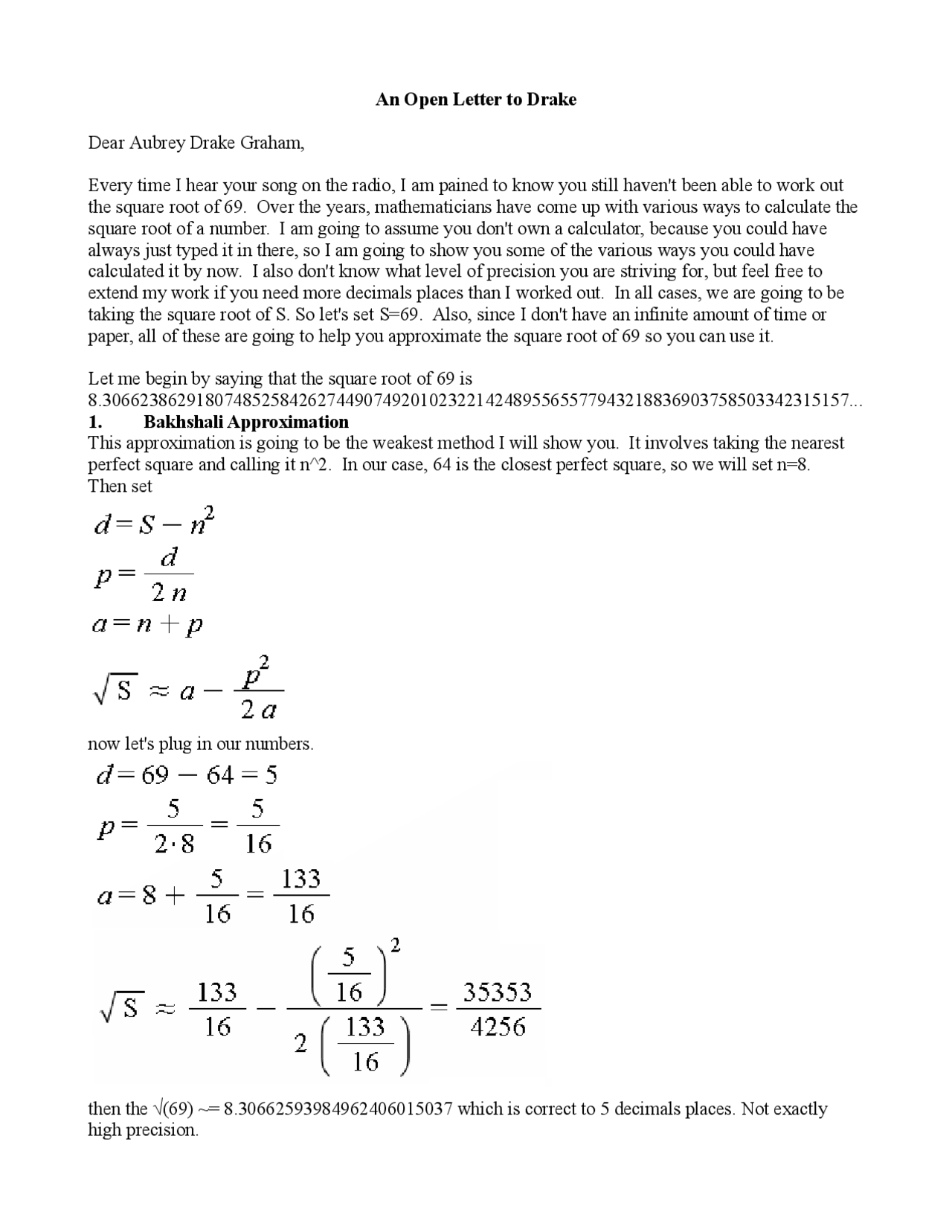 Square Root Of 69 Square Root Of 69