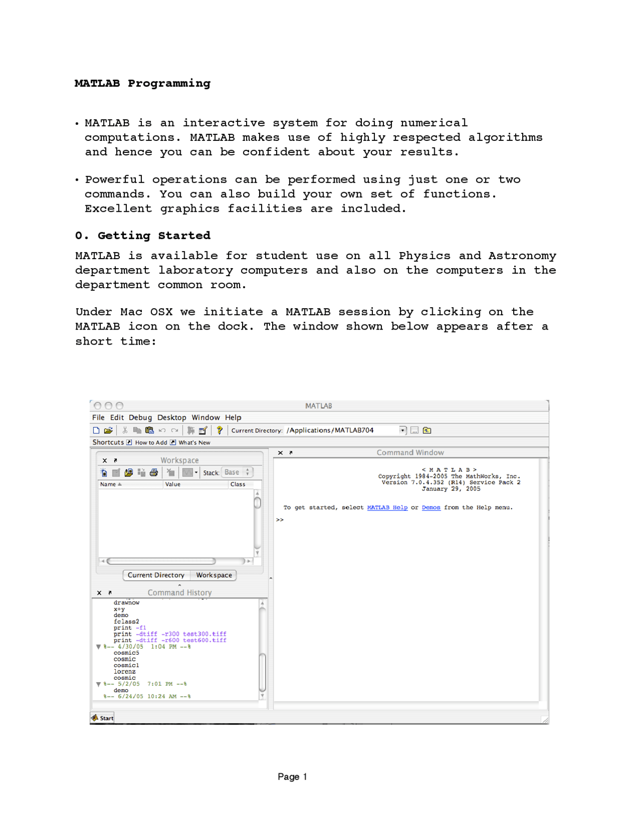 Matlab Manual - Introdução a MatLab - Docsity