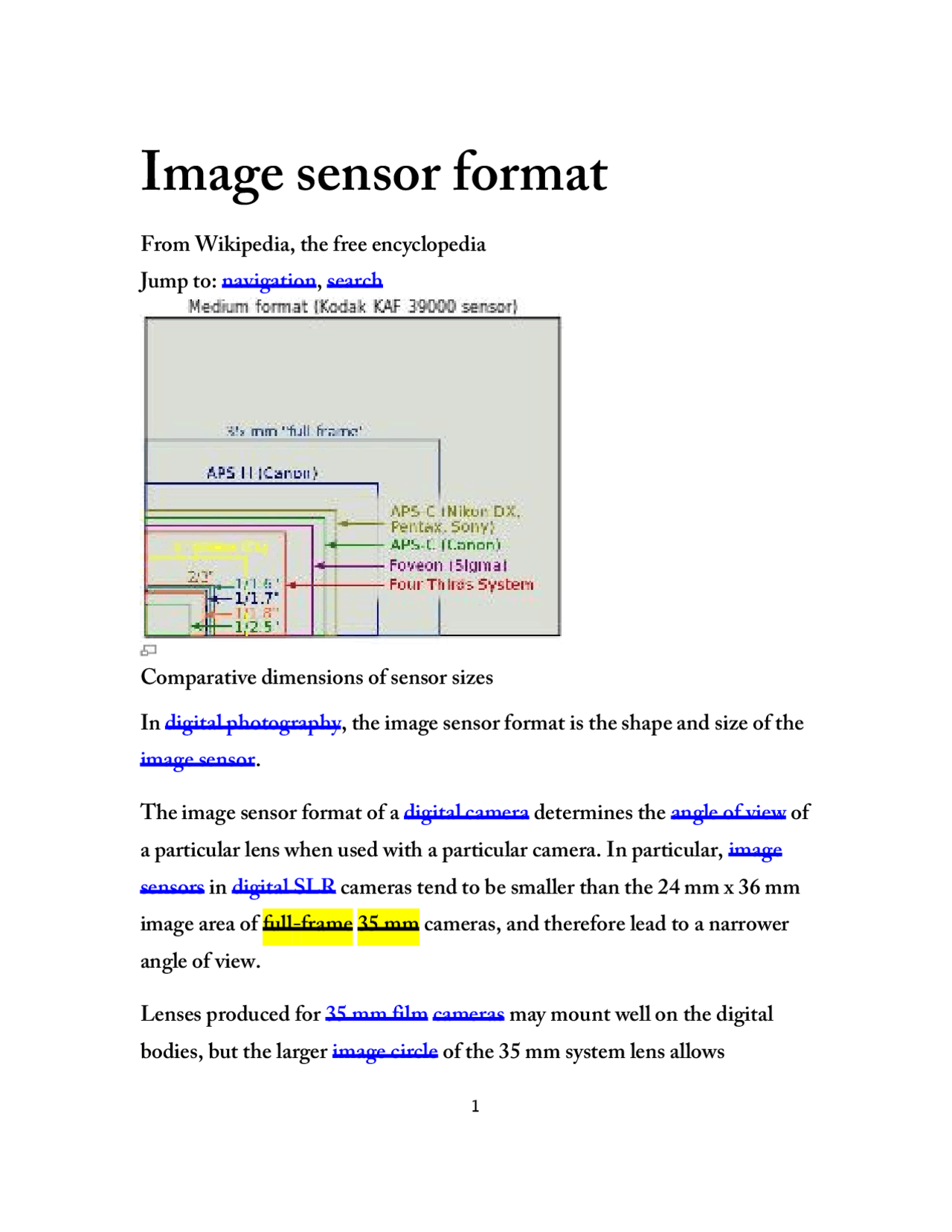 Image sensor format - Image sensor format - Docsity
