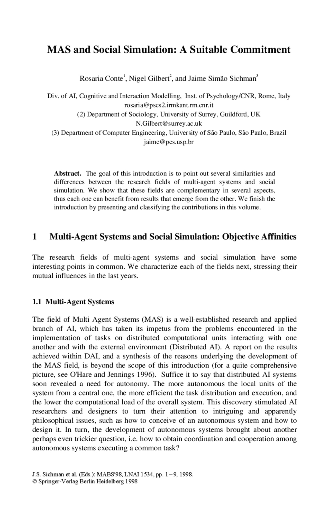 Multi Agent Systems and Agent Based Simulation - Multi Agent Systems ...