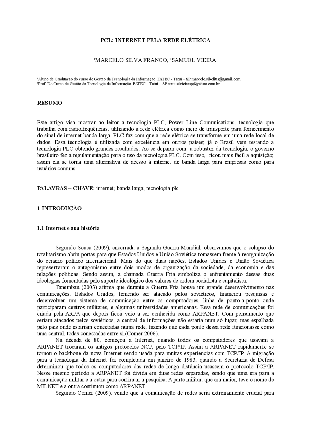 Pcl Internet PCL: internet pela rede elétrica - pcl, internet elétrica | Docsity