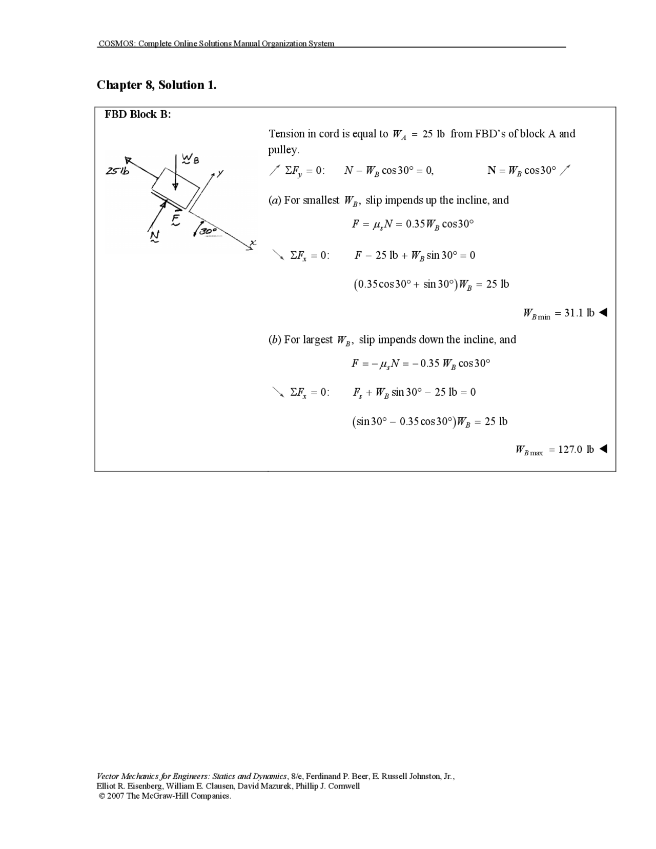 Vector Mechanics for Engineers Statics 8E Solutions chapter 8