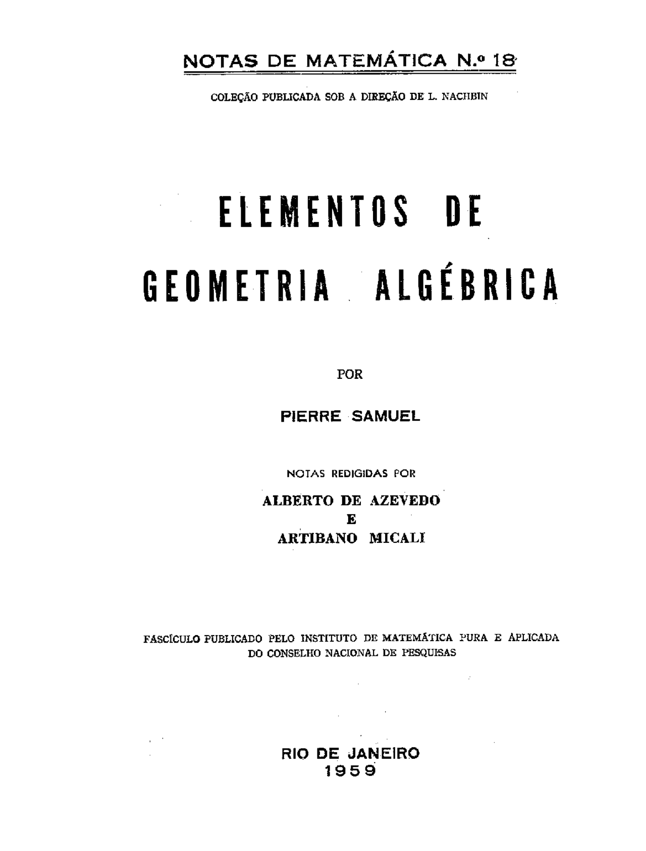 Notas de matemática - impa - nmat 18 - Este arquivos contém a coleção ...