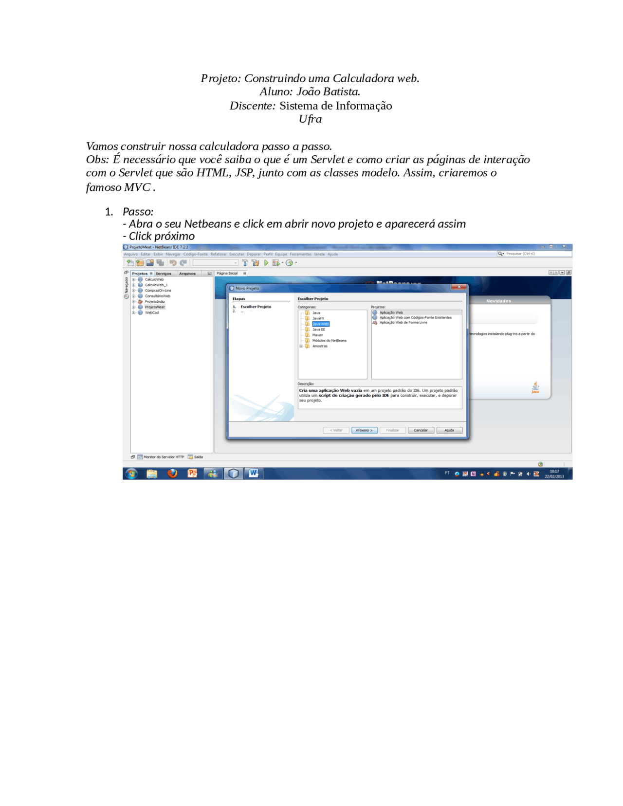 Contrução da Calculadoraweb - criando uma calculadora java web | Docsity