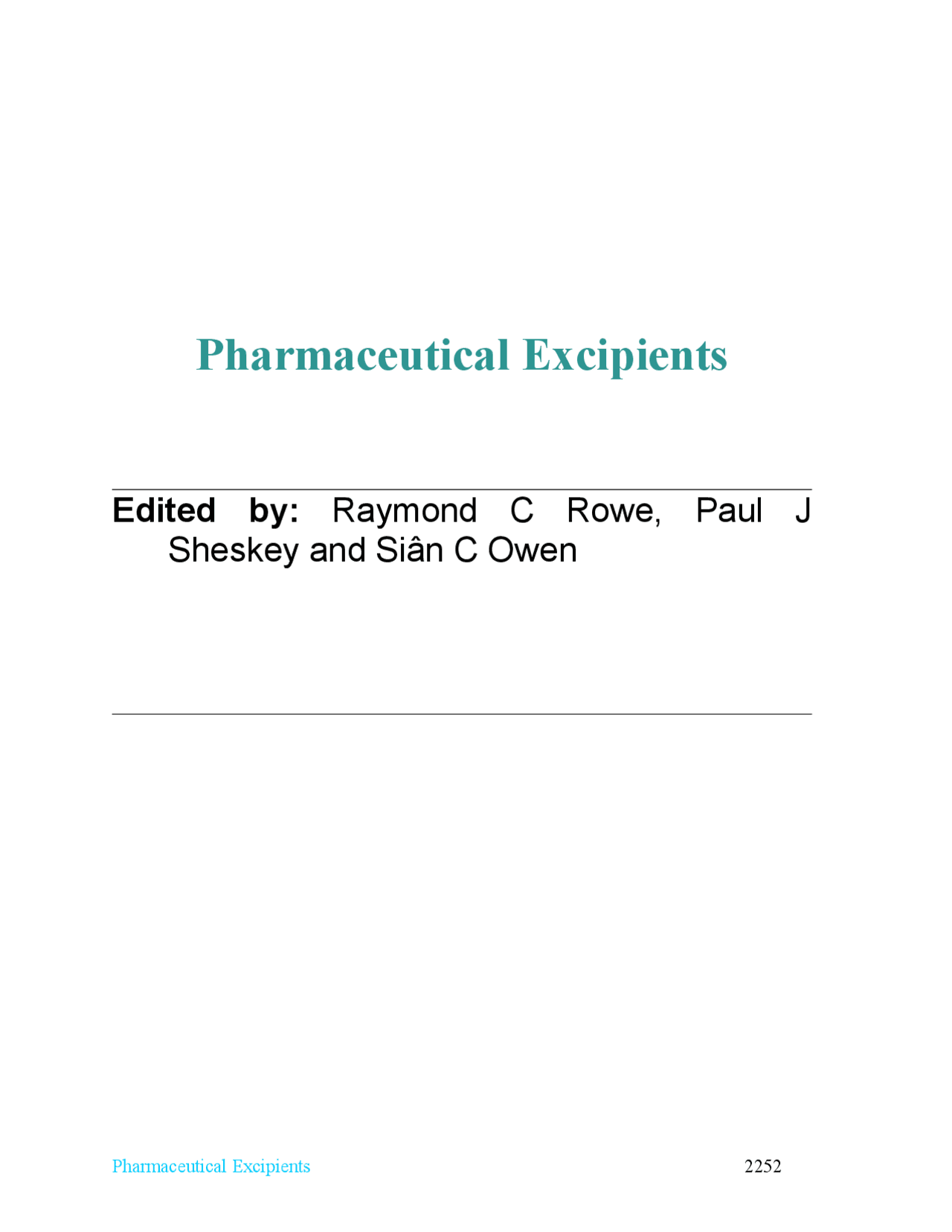 Handbook of Pharmaceutical Excipients Handbookof