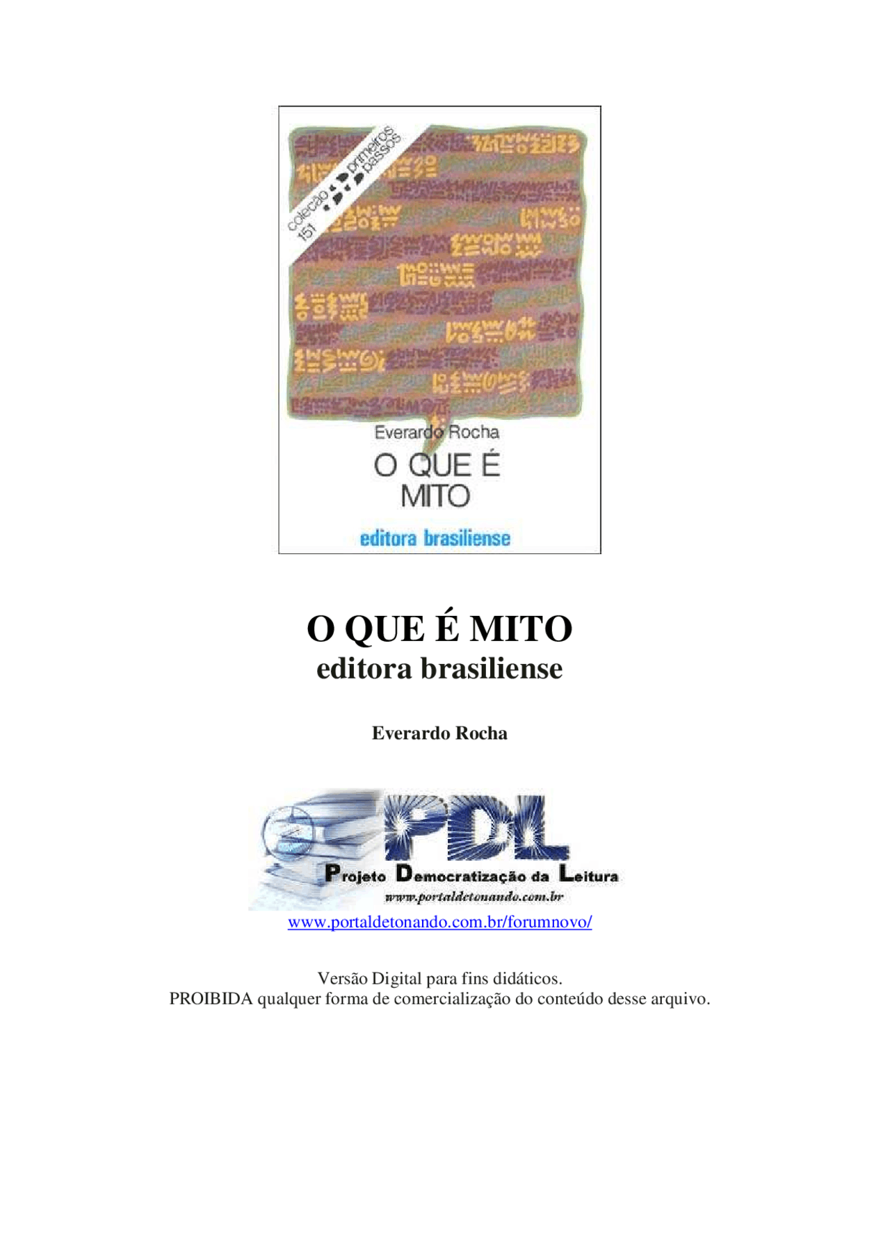 ROCHA, Everardo O Que é Mito O que é mito Everardo ROCHA Docsity