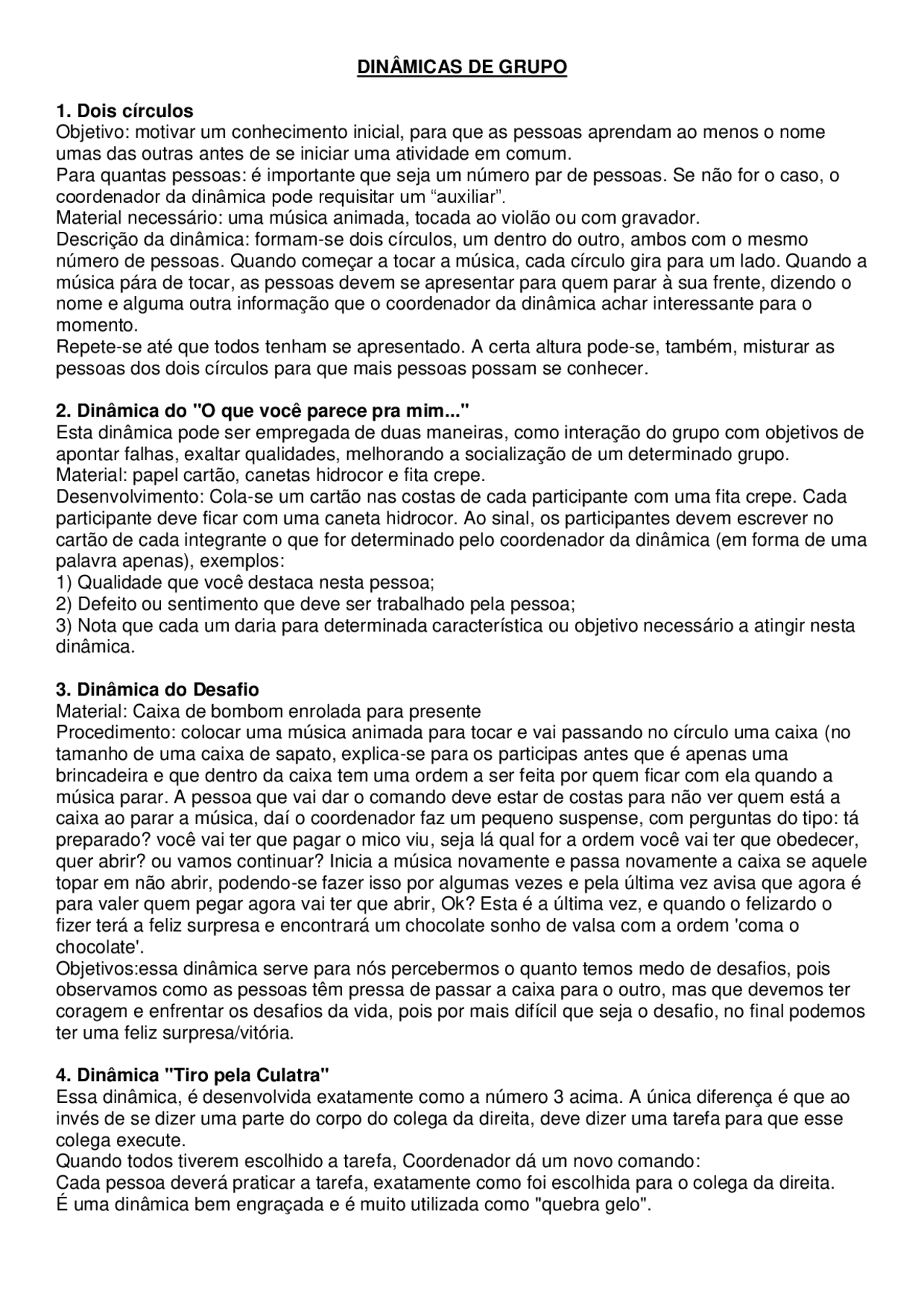 100 dinamicas de grupo - 100 dinamicas de grupo | Docsity