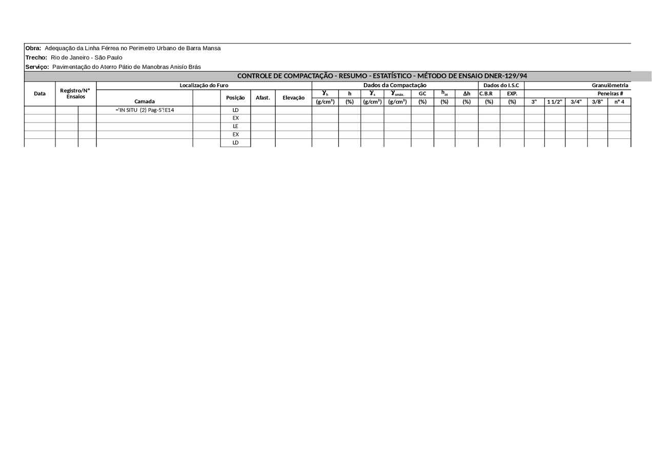 Planilha EXCEL - Compactação - Docsity