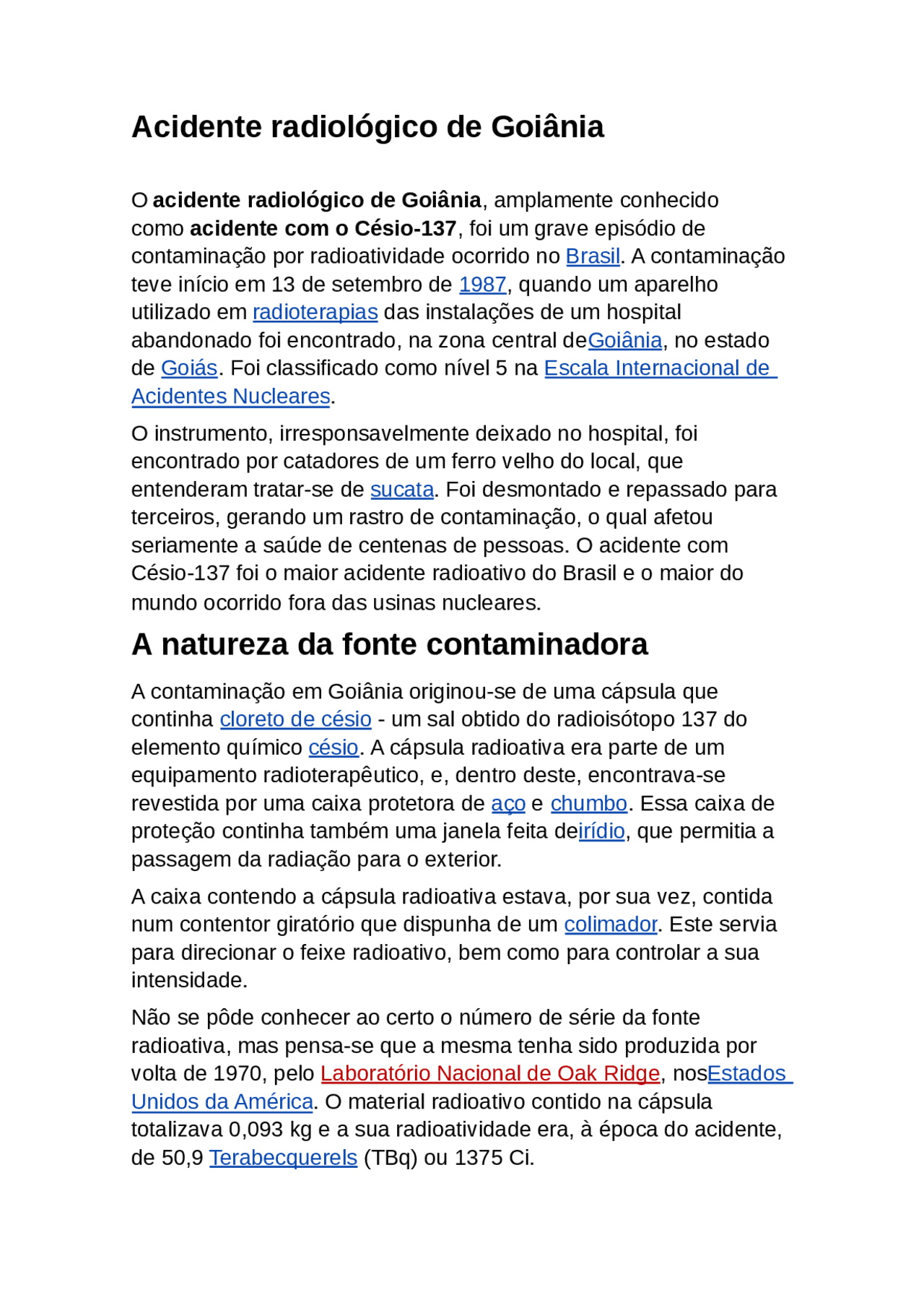 Acidente Radiologico De Goiania Cetea Acidente Radiologico De Goiania Cesio 137 Docsity