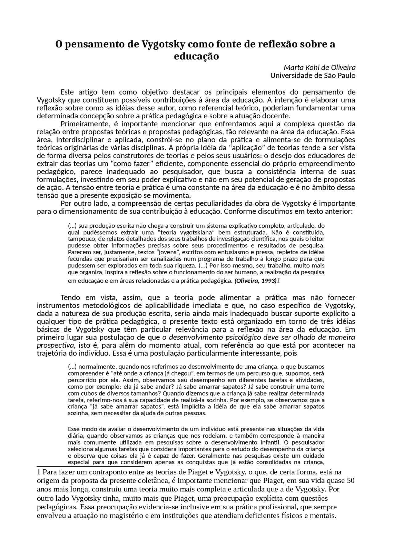 pensamento para vygotsky