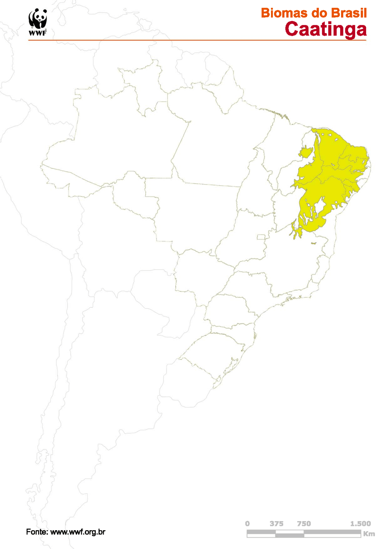 Mapa WWF-Bioma Caatinga - Ecologia e Ambiente - Docsity