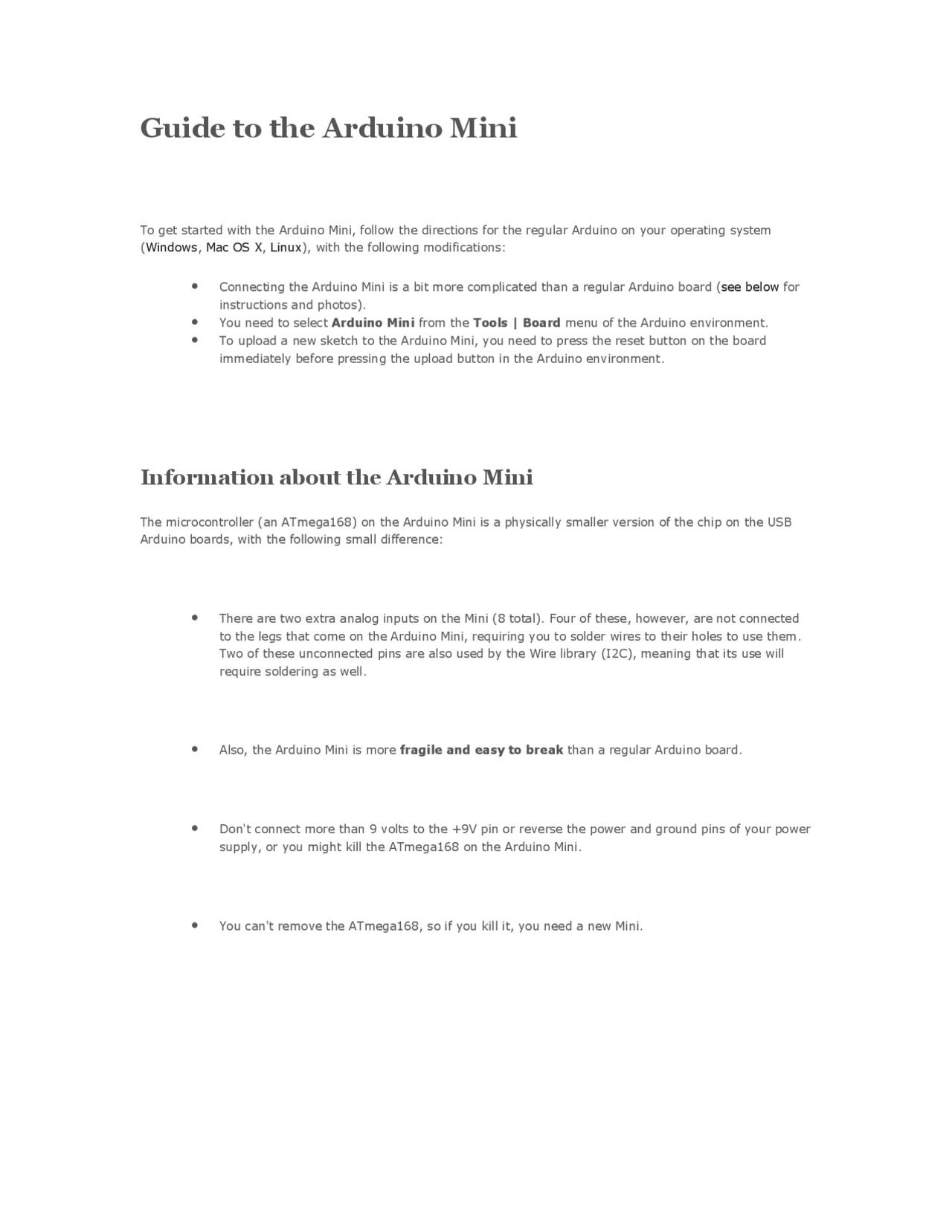 Arduino - mini - user - guide - arduino - mini - user - guide - Docsity
