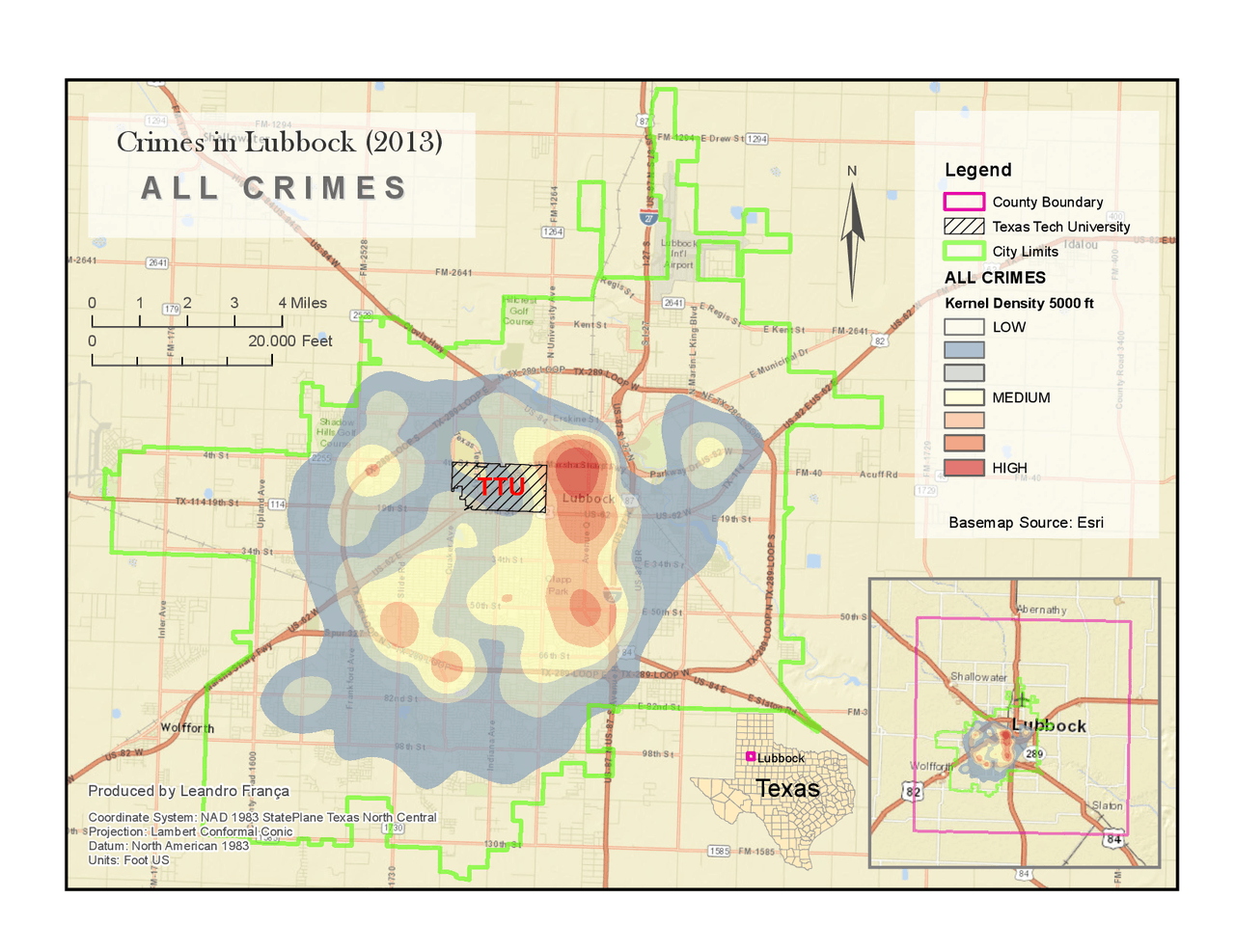 Lubbock Crime Maps for 2013 - Mapa de estudo da criminalidade em