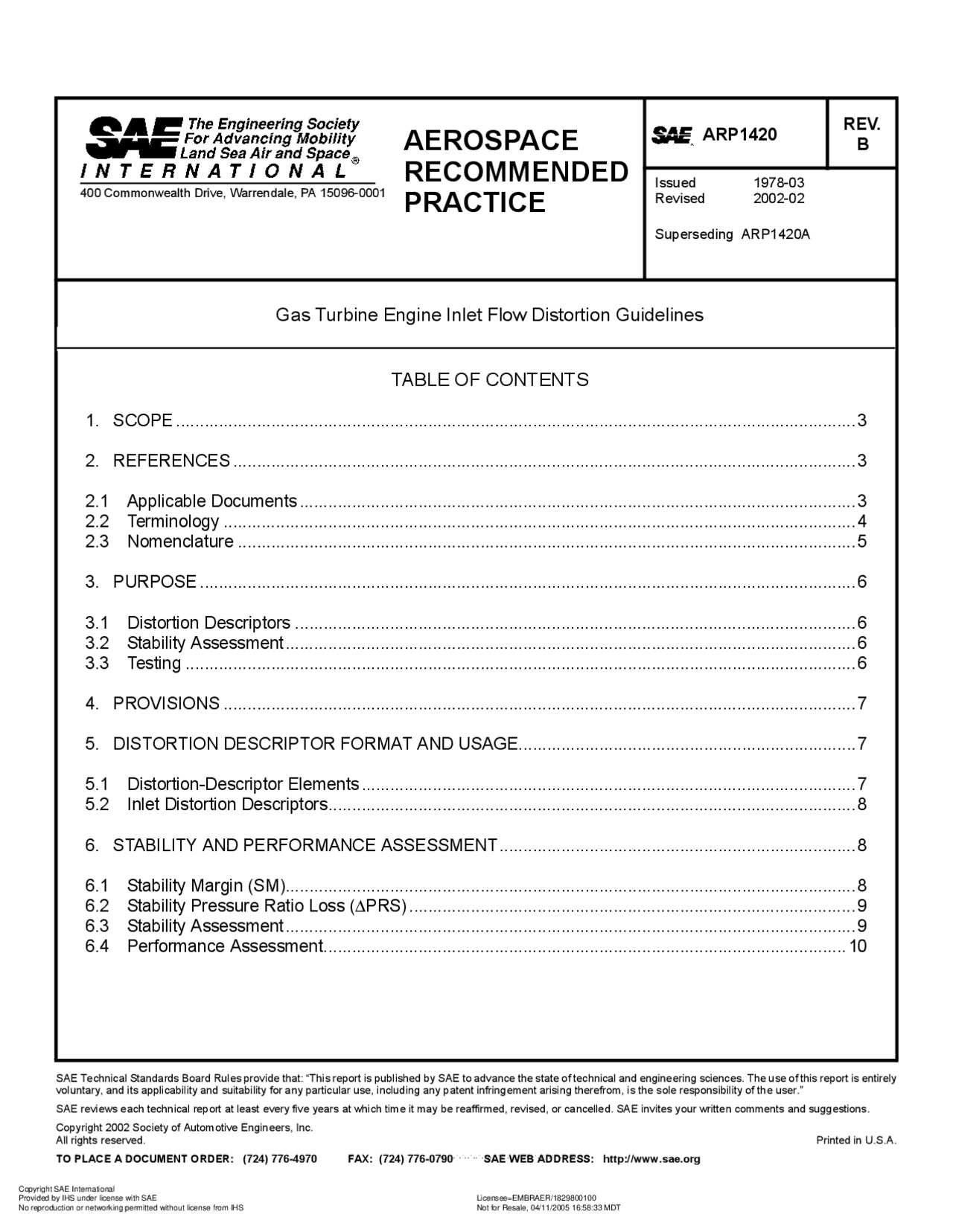 SAE-ARP-1420-B-Gas Turbine Engine Inlet Flow Distortion Guidelines ...