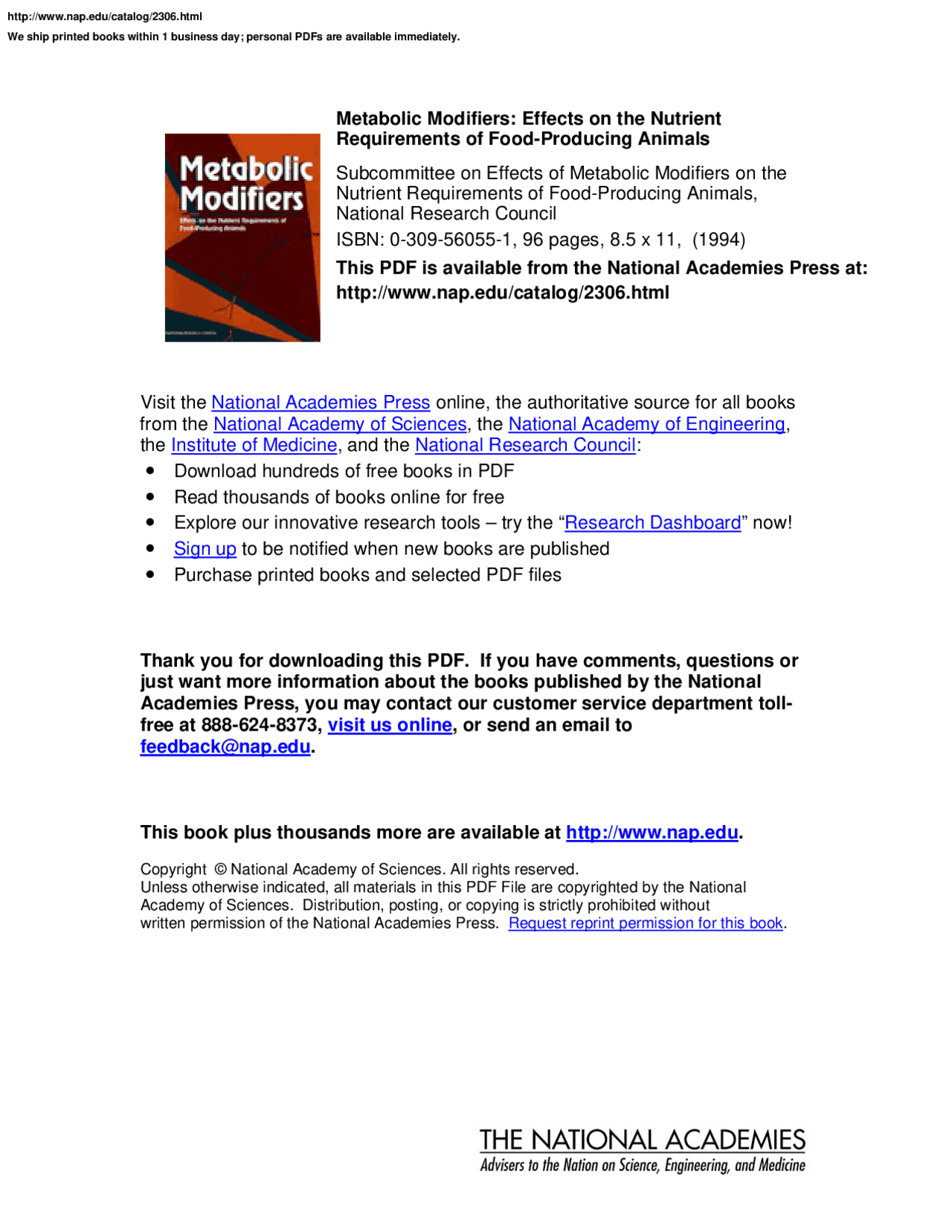 Metabolic Modifiers Metabolic Modifiers - Effects on the Nutrient Requirements of Food ...