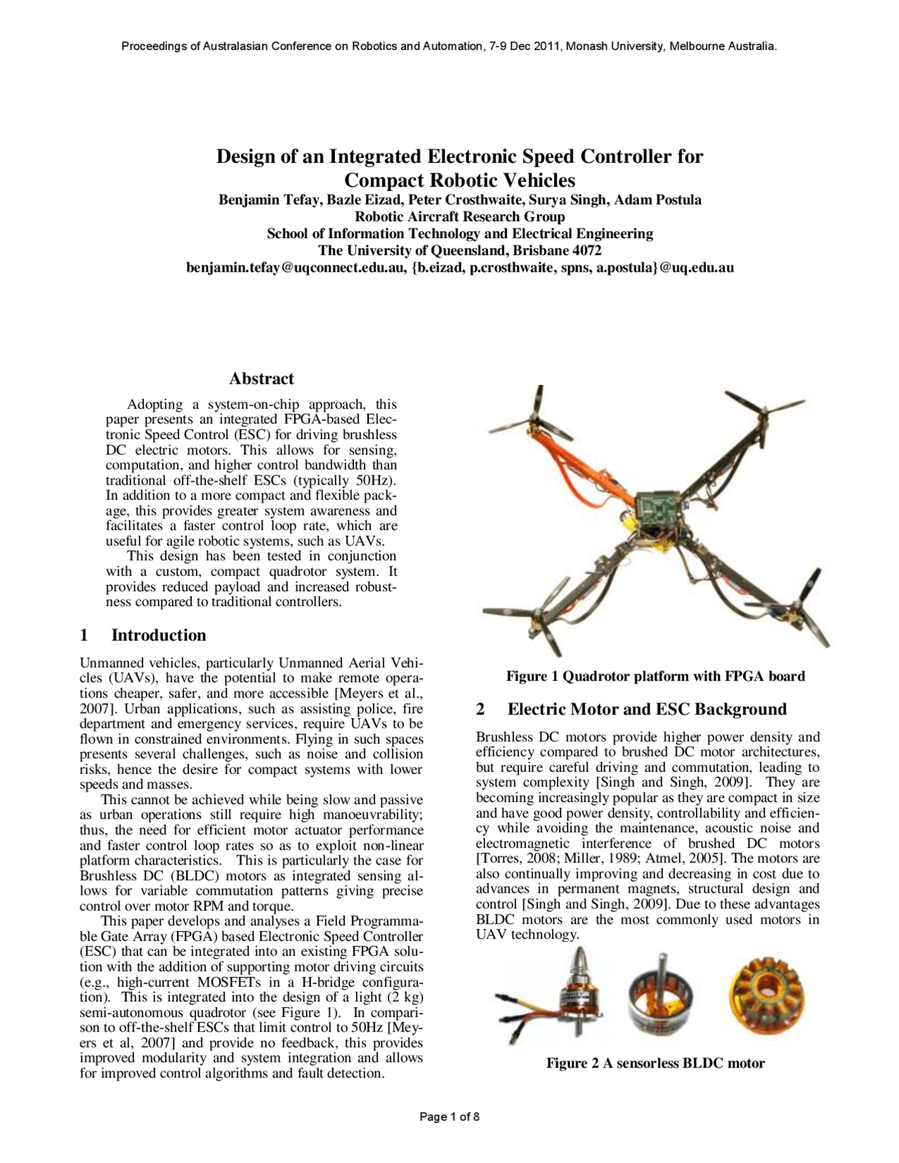 Design of an Integrated Electronic Speed Controller for Compact Robotic ...