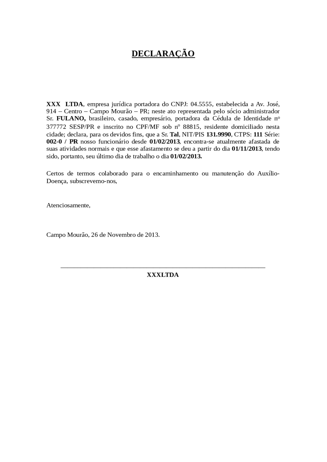 Modelo De Declaração Para Escola - FDPLEARN