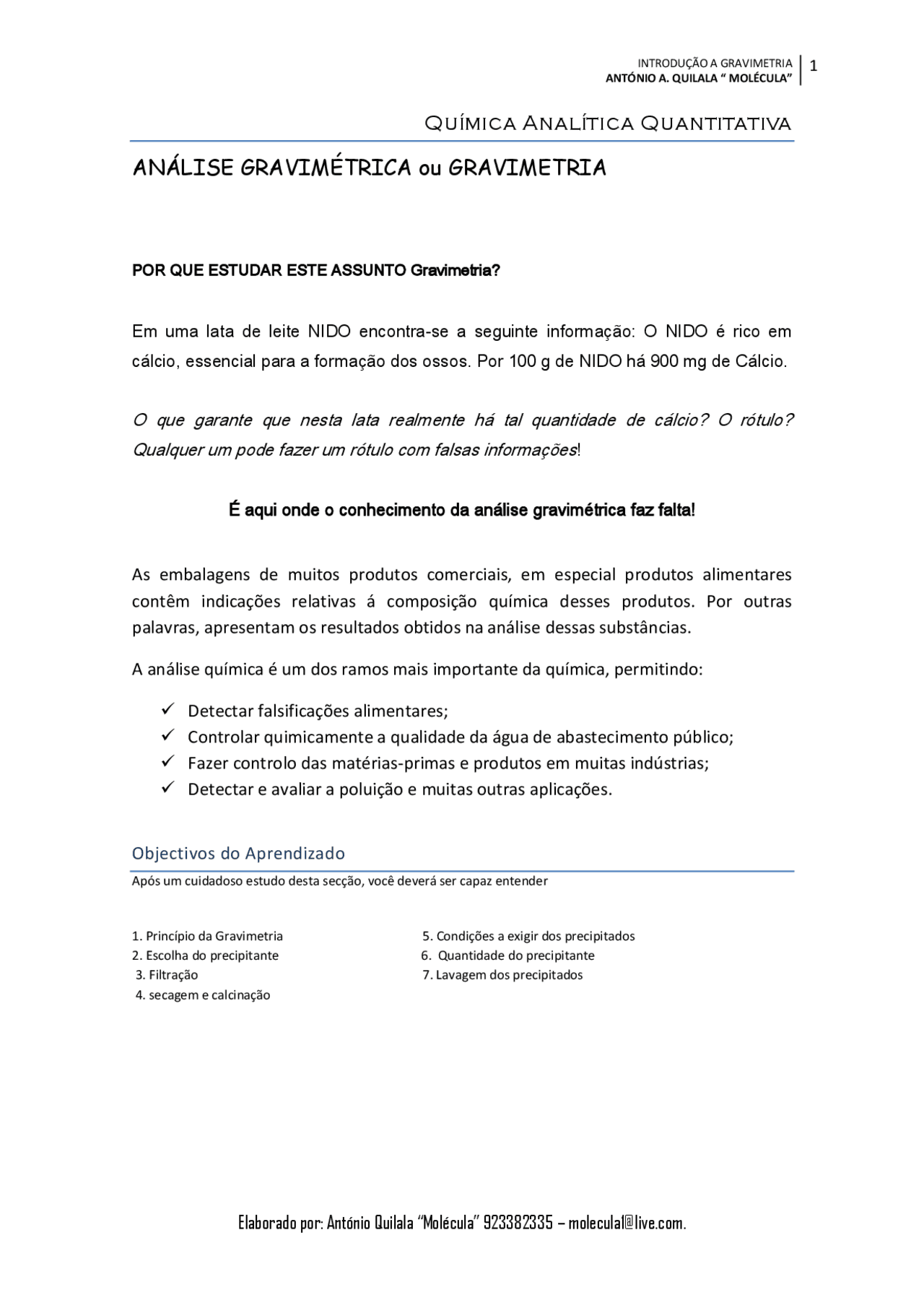 Análise Química - gravimetria recente1 - analise química - gravimetrica ...