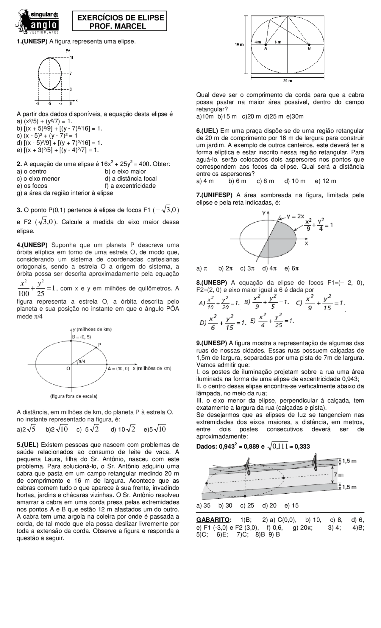 45 (2) Elipse - Elipse - Lista de exercícios do cursinho Singular Anglo ...