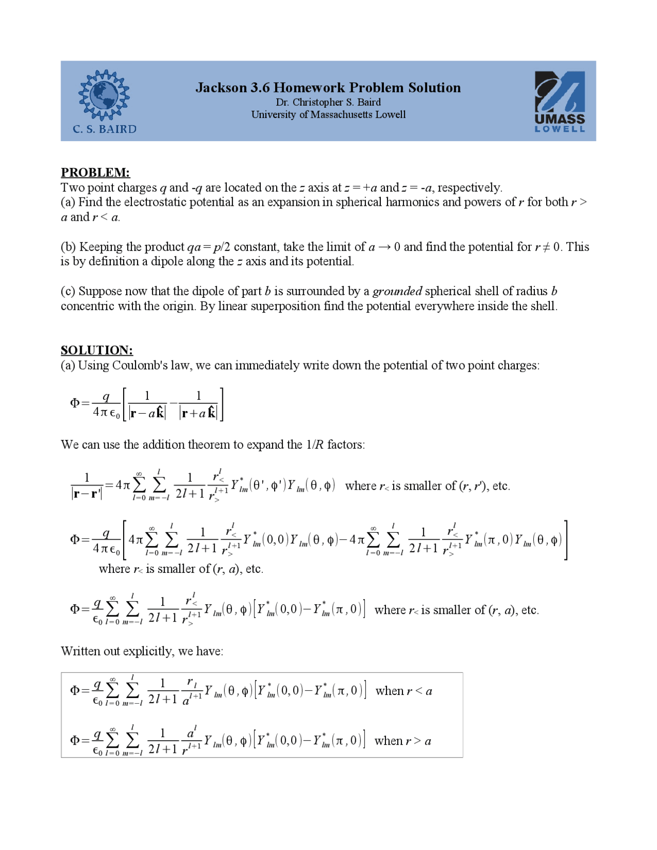 Jackson solutions - jackson 3 6 homework solution - Solução do jackson ...