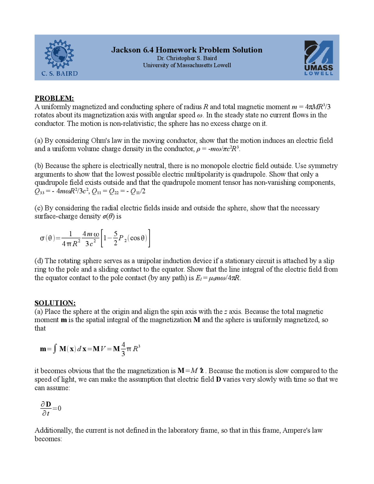 Jackson solutions - jackson 6 4 homework solution - Solução do jackson ...
