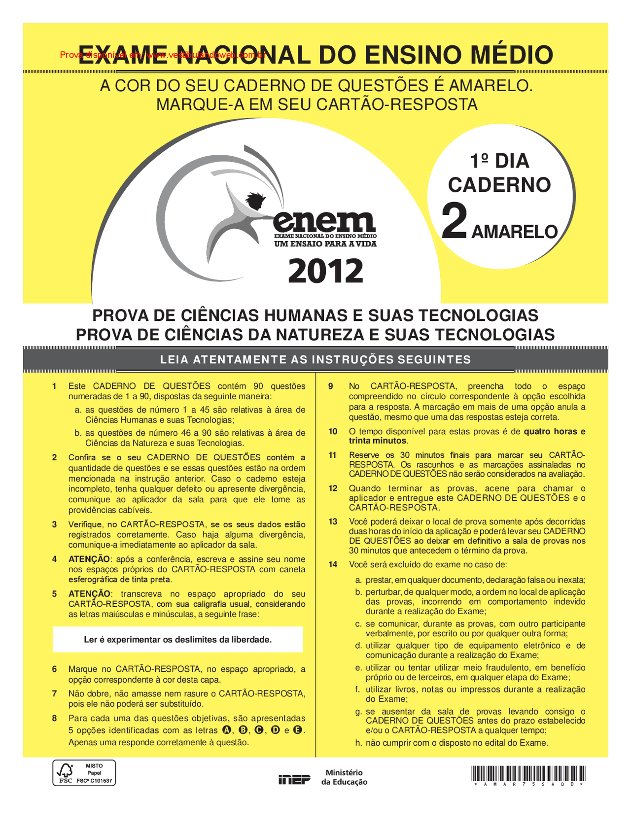 Prova - enem - amarela - 2012-1dia - prova - enem - amarela - 2012-1dia ...