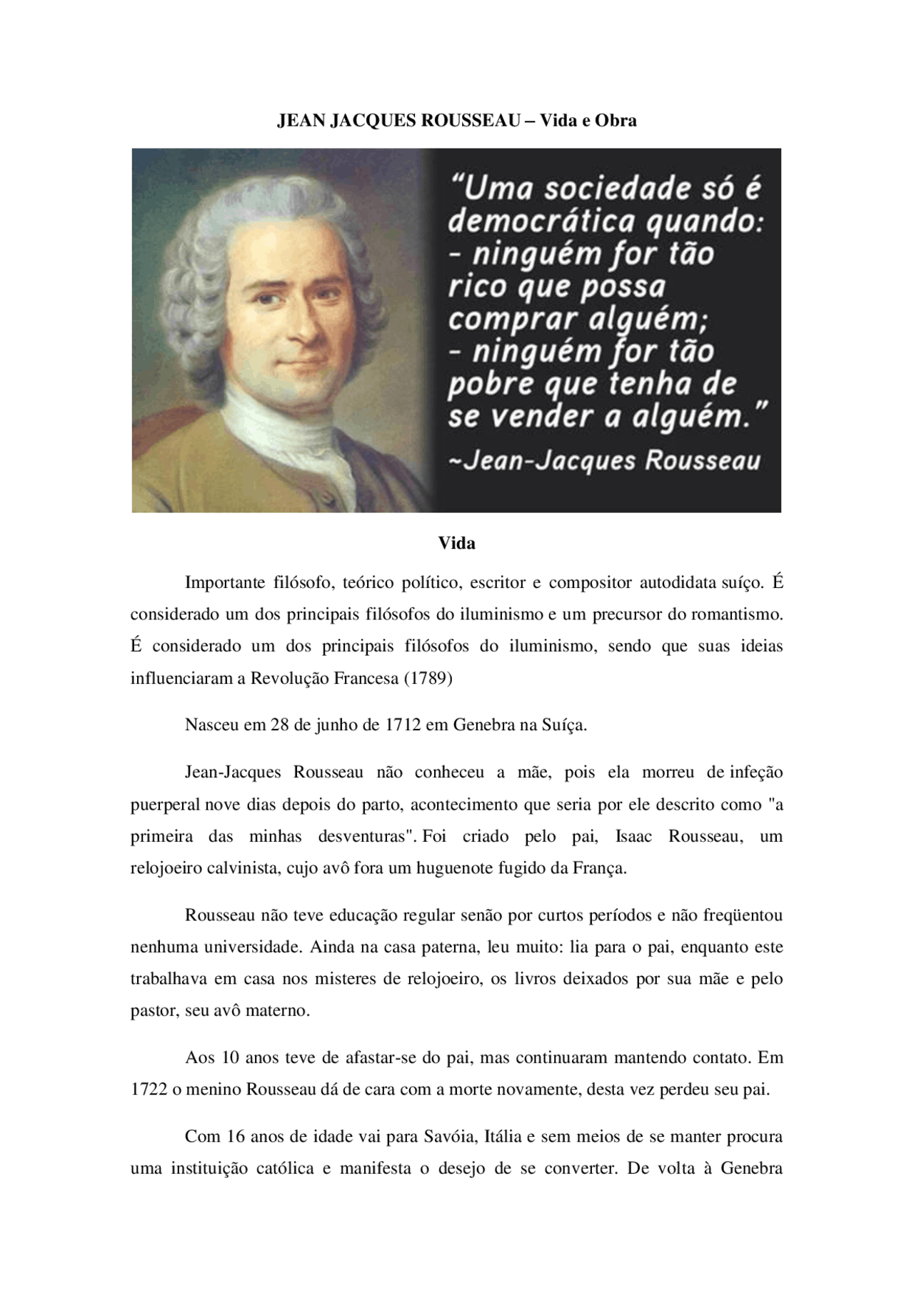 Jean Jacques Rousseau - Vida e Obra - Historia e Filosofia da Ciencia ...
