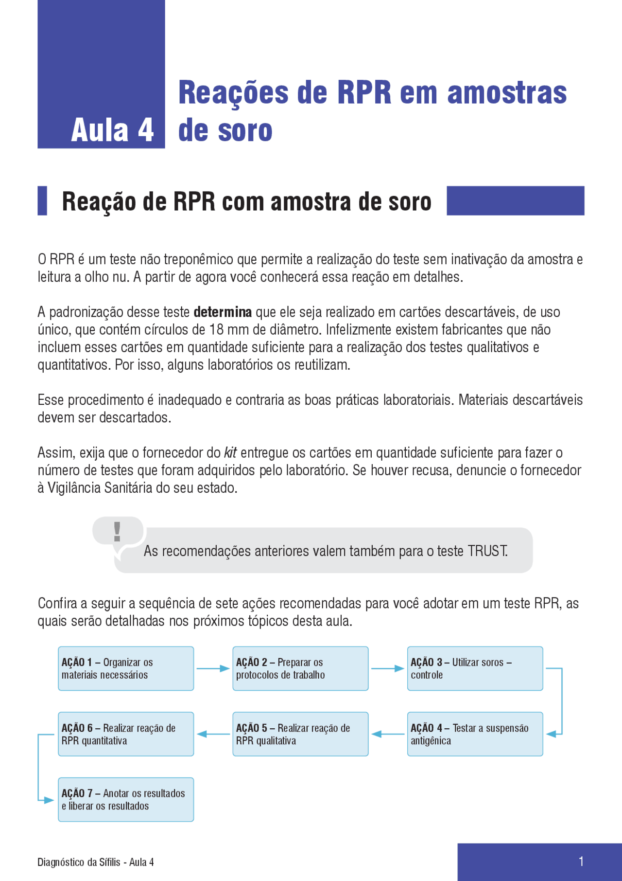 Manual Aula 4 Reações de RPR em amostras - Manual Aula 4 Reações de RPR ...