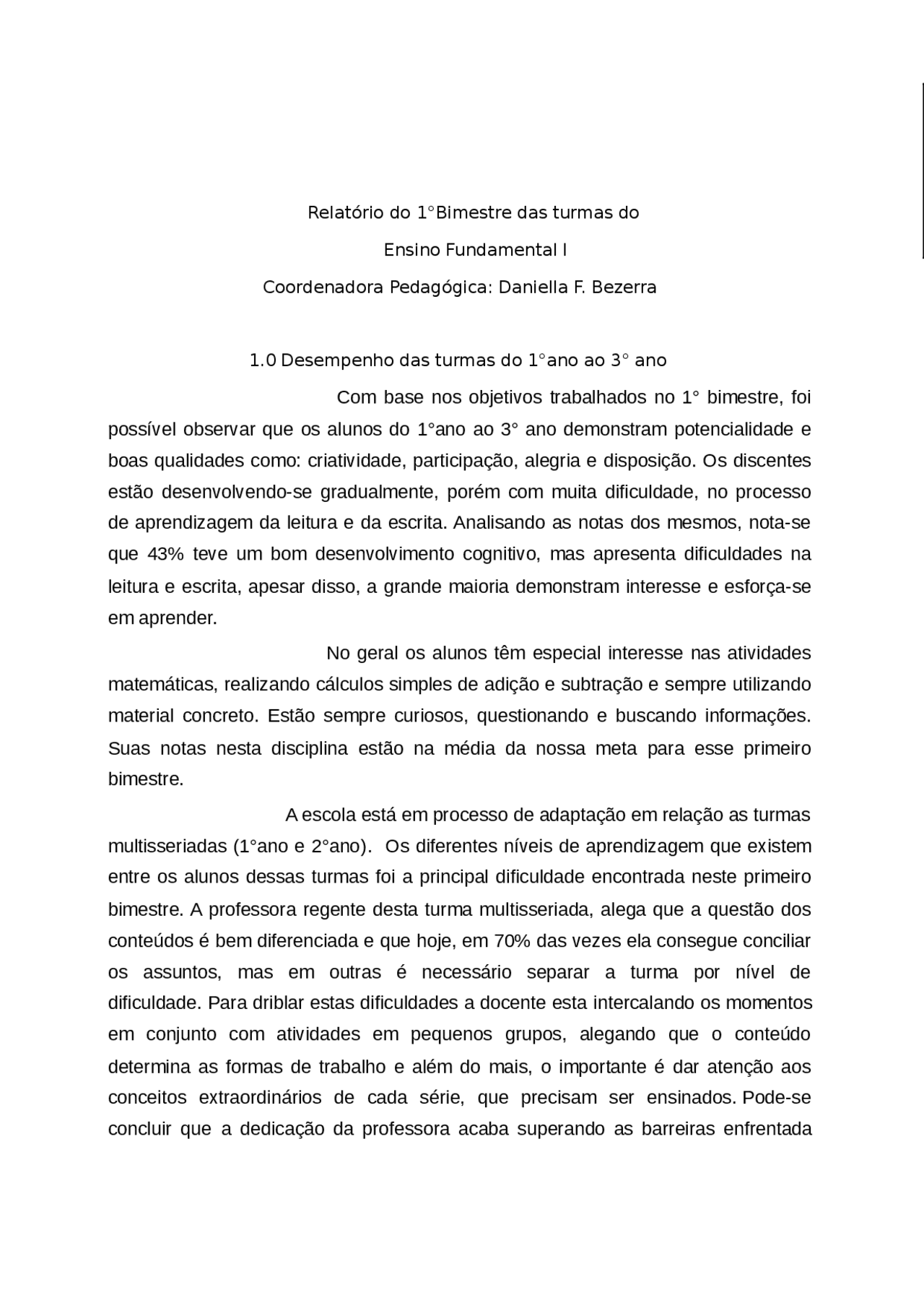 Relatorio Modelo De Relatório Escolar - ZULEDU