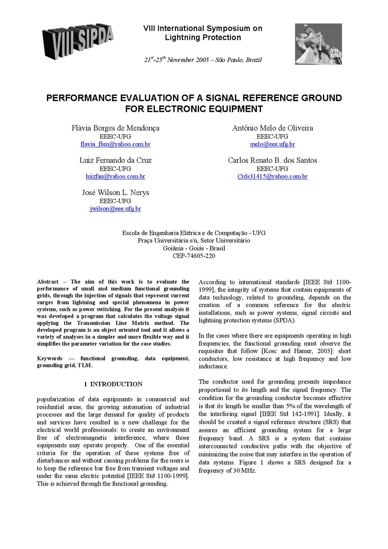 PERFORMANCE EVALUATION OF A SIGNAL REFERENCE GROUND FOR ELECTRONIC