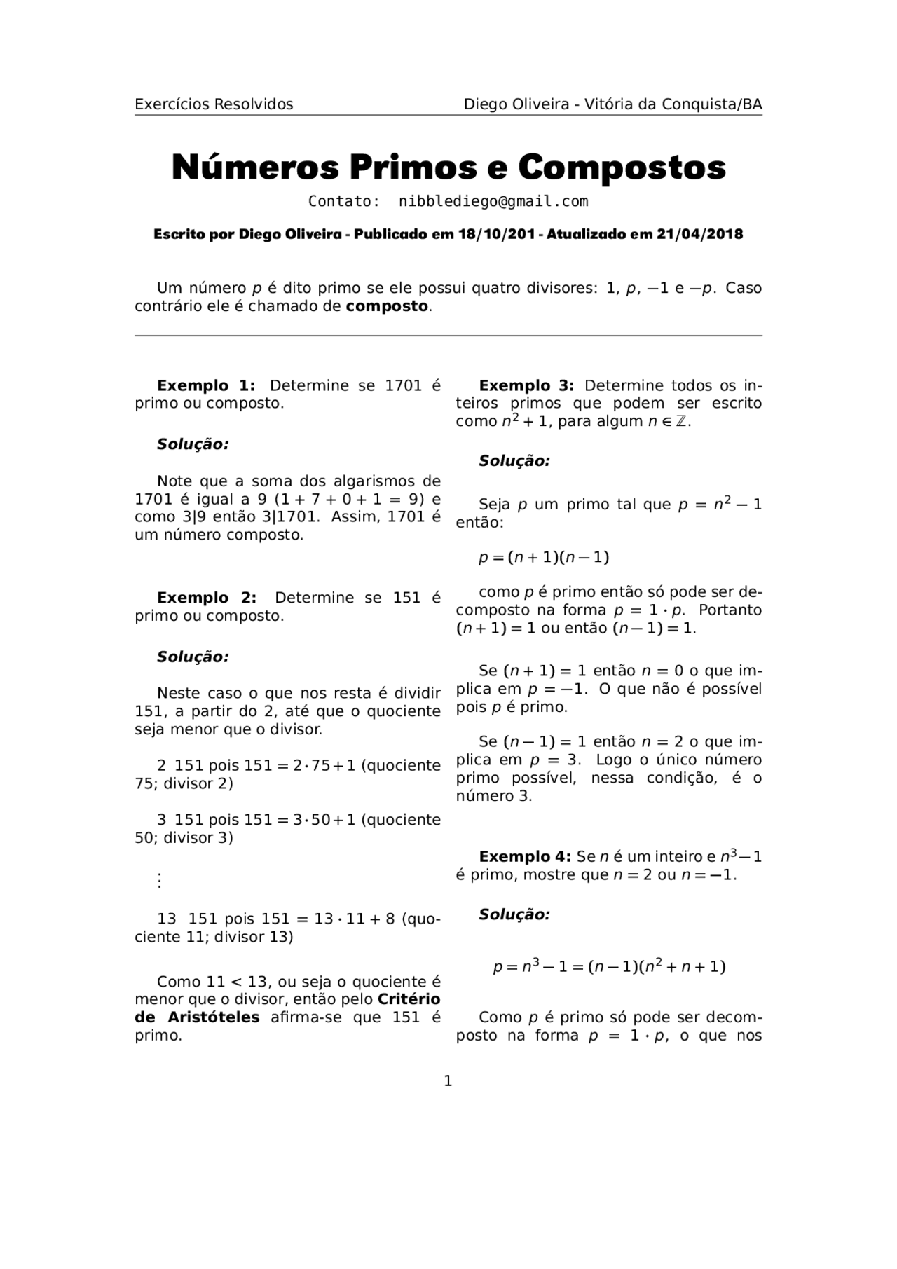Exercícios Números Primos E Compostos 6 Ano Doc - FDPLEARN