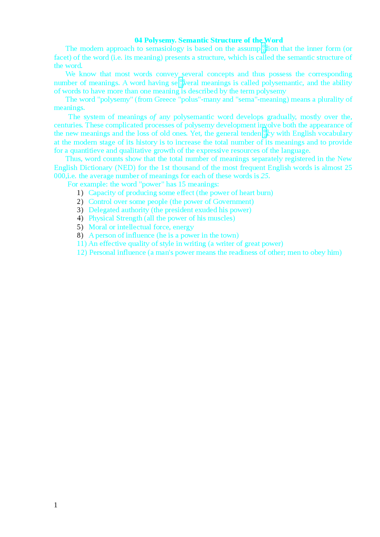 Semantic Structure of the Word - Docsity