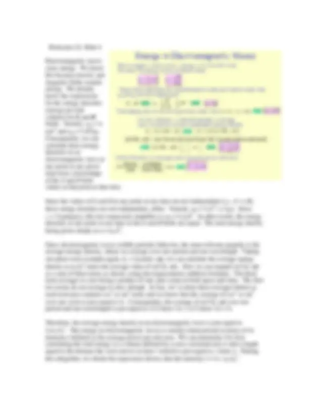 Energy and Momentum in Electromagnetic Waves | Papers Physics | Docsity
