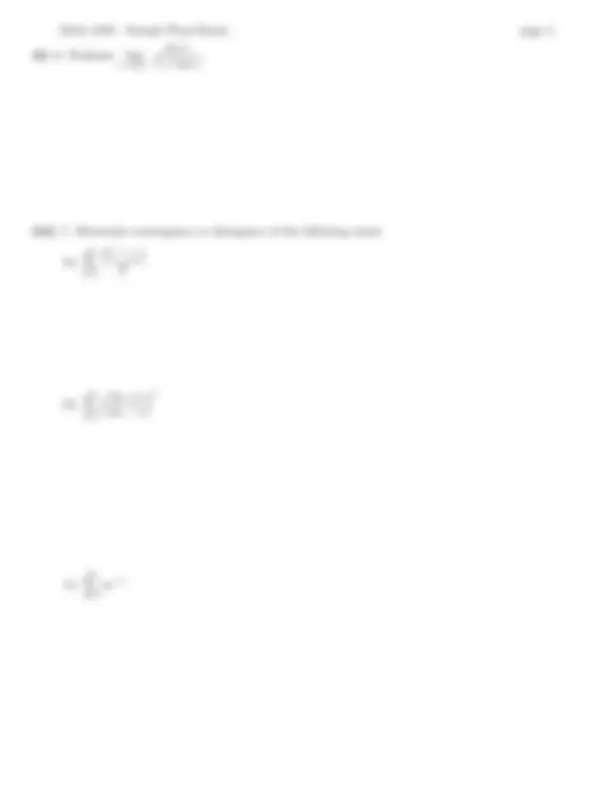 Sample Final Exam - Calculus II | MATH 1220 | Exams Mathematics | Docsity
